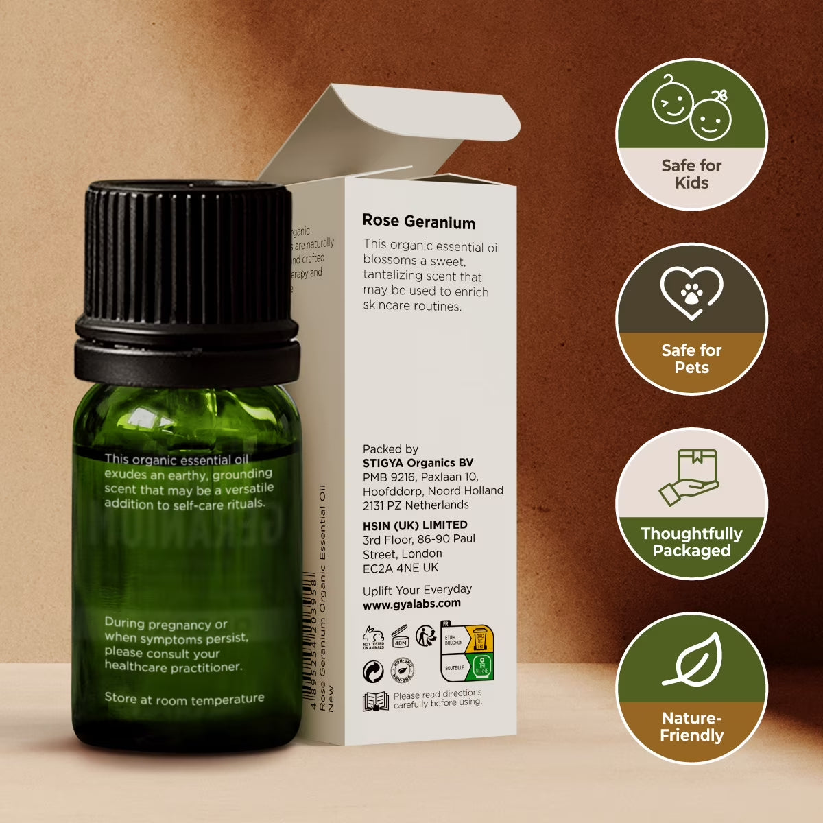 Organic Rose Geranium Essential Oil - 0.34 Fl Oz - for Skin, Hair, Diffuser, Aromatherapy, DIY Candle Making Scents
