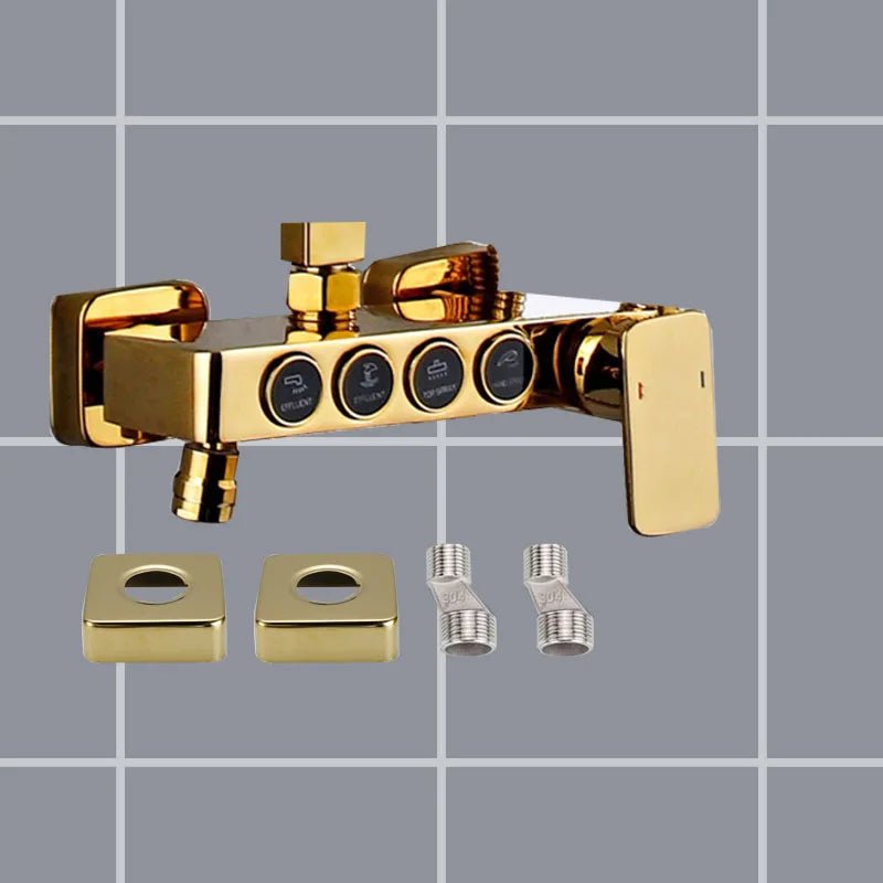 Gray Shower Set Bathroom Copper Shower System LED Digital Display Temperature Bathtub Shower Faucet DIY Shower Accessories Sets