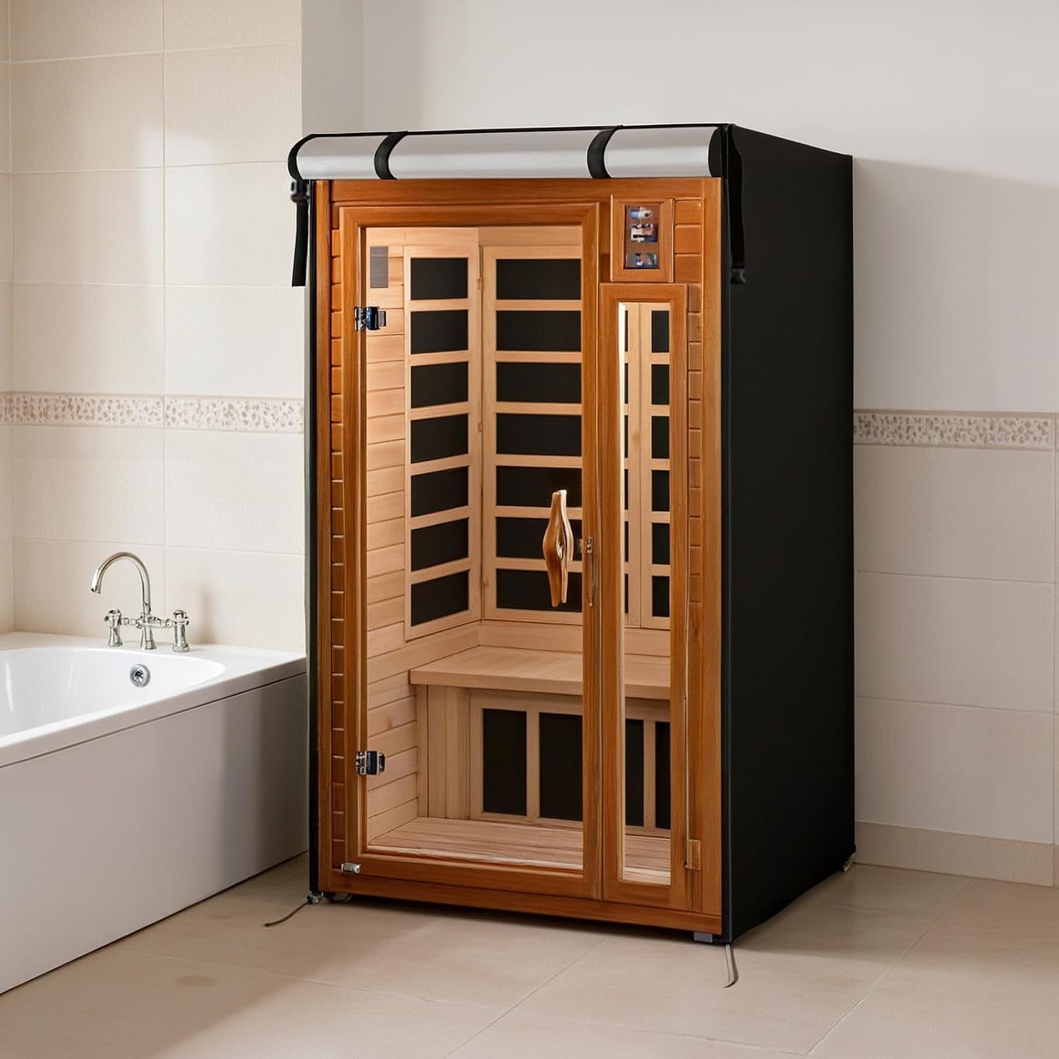 420D Outdoor 1 to 2-Person Sauna Cover,39.8"Lx37.4"Wx72.8"H,Black