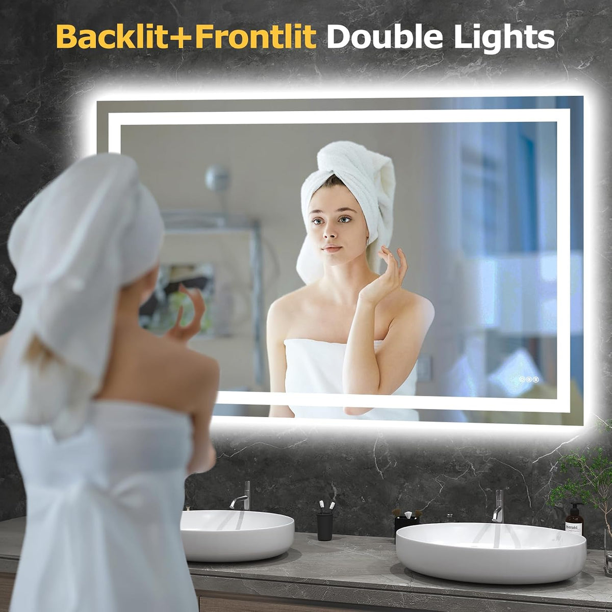 60"X40" LED Bathroom Mirror with Lights, UL Listed