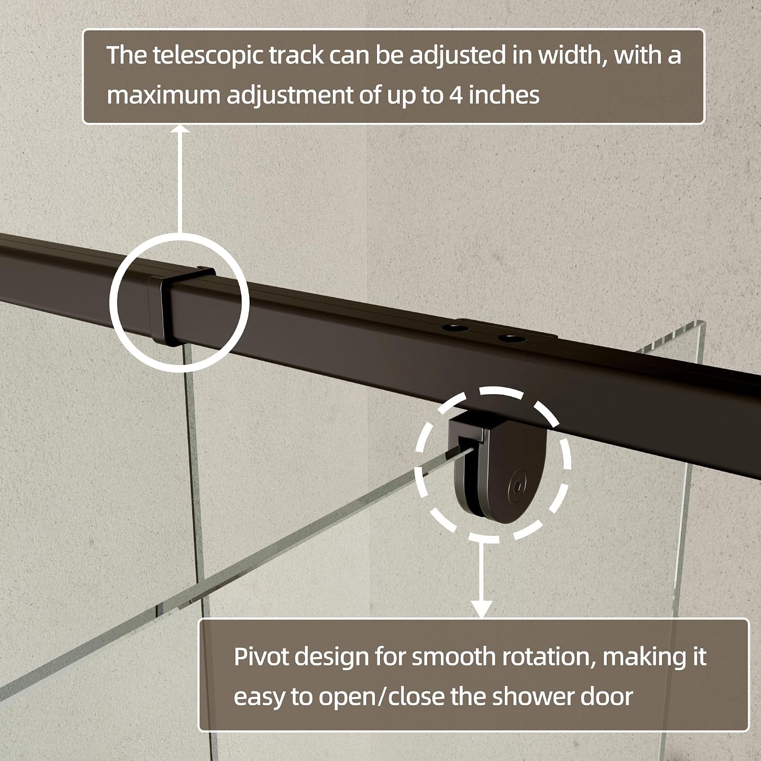 56-60" W X 71" H Pivot Swing Glass Shower Door,Matte Black