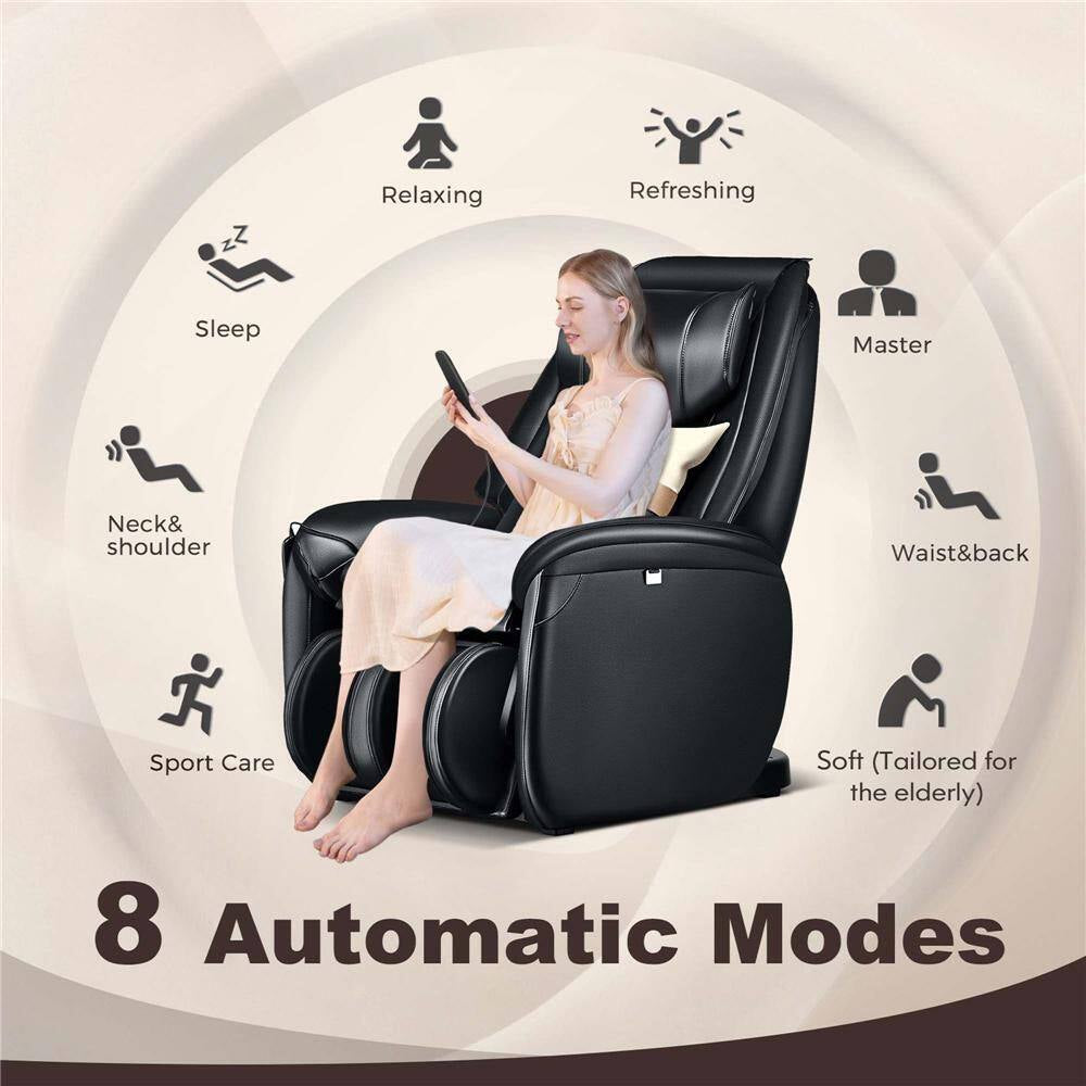Black Full Body SL Track Zero Gravity Massage Chair with Pillow Reversible Footrest Heat