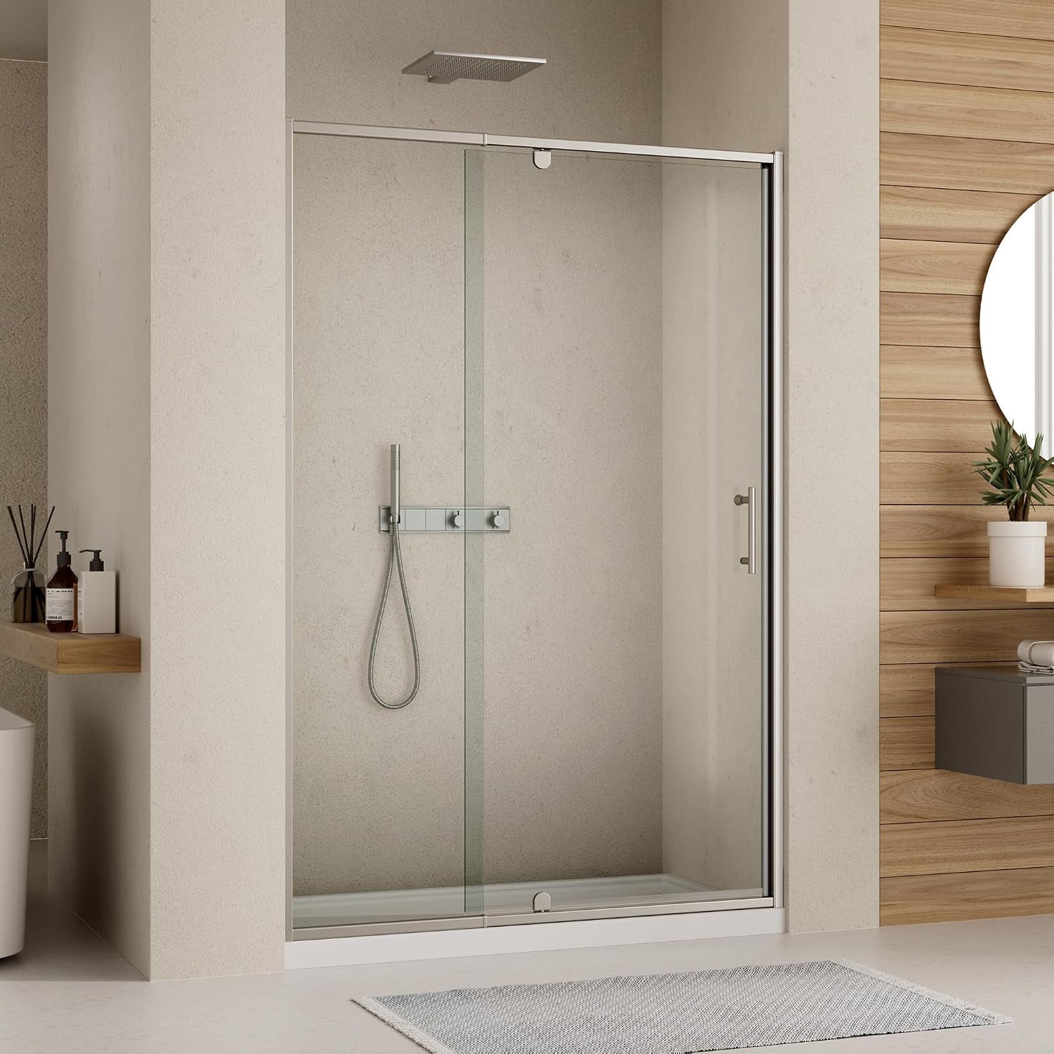 56-60" W X 71" H Pivot Swing Glass Shower Door,Chrome