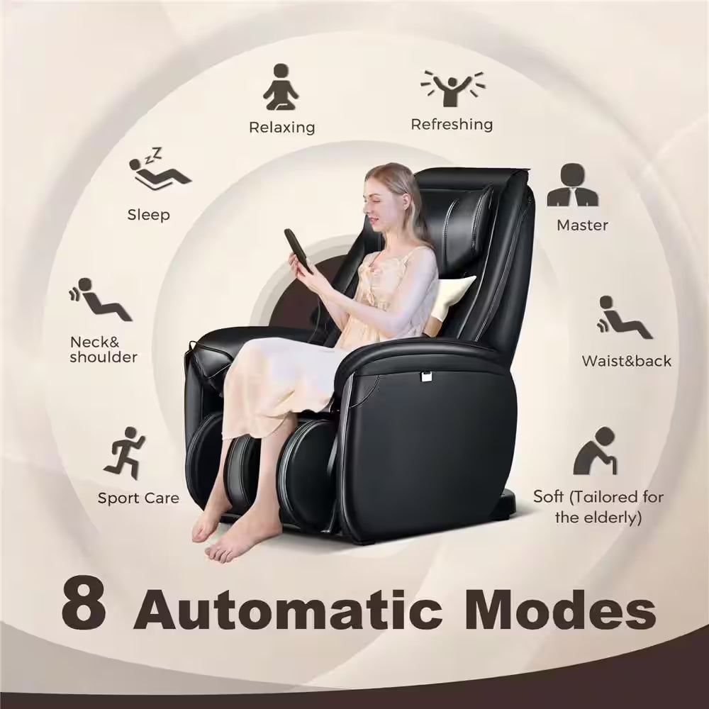 Black Full Body SL Track Zero Gravity Massage Chair with Pillow Reversible Footrest Heat