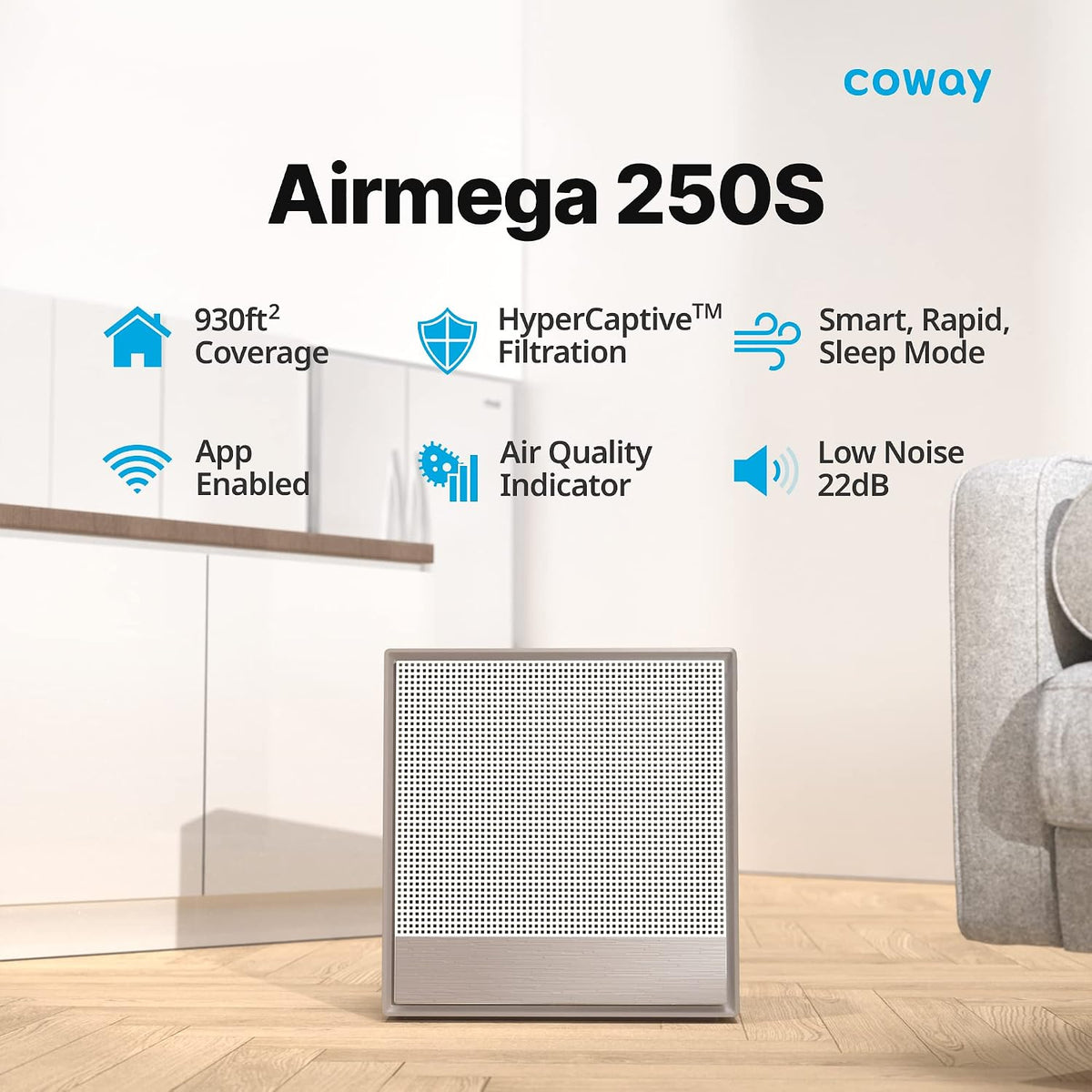 Airmega 250S App-Enabled 930 Sq.Ft Smart Air Purifier Bundle with Airmega AP-1512HH 361 Sq.Ft Air Purifier