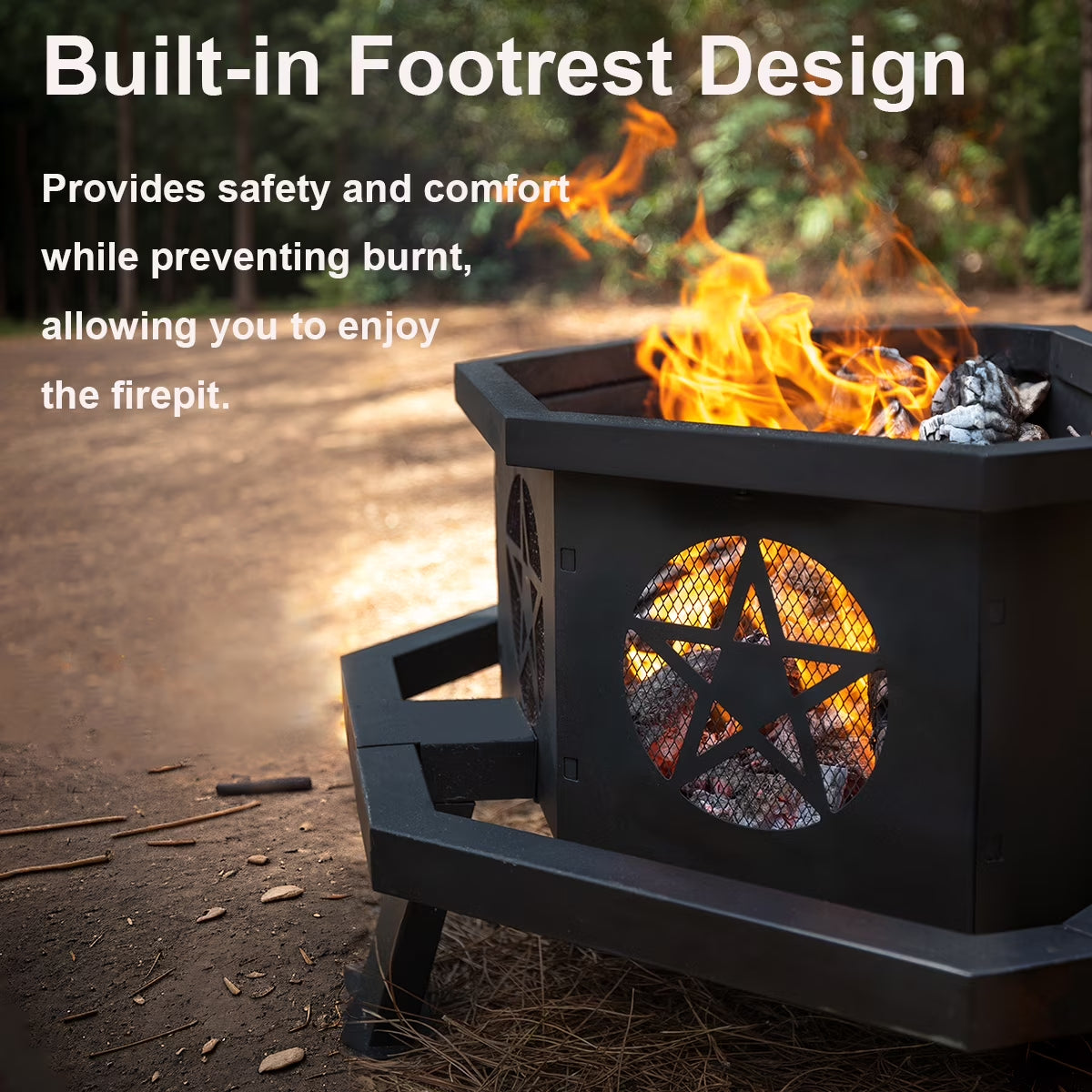35 Inch Fire Pit, Outdoor Fire Pit Wood Burning Fire Pits with Cooking Grill