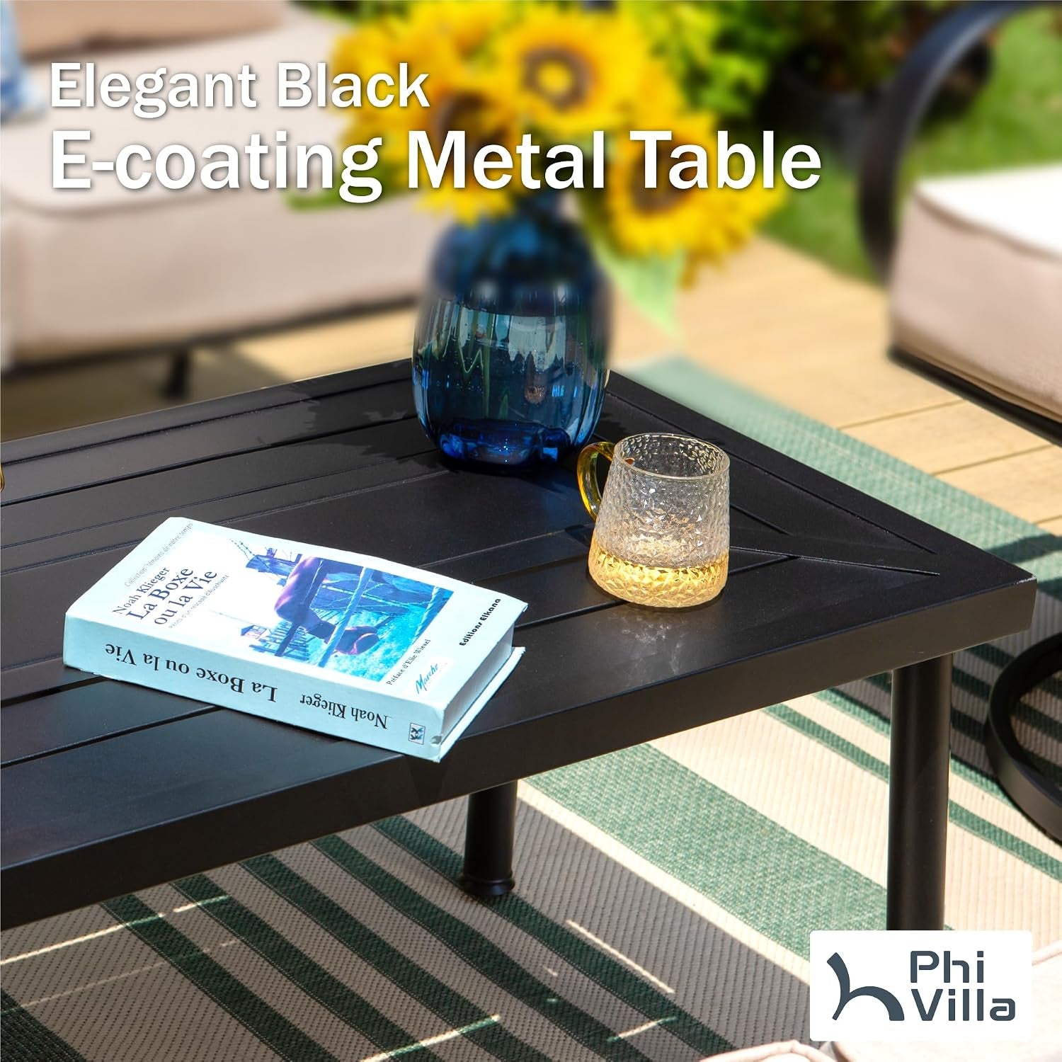 Extra Large Metal Patio Furniture Set with 2 Rocking Chairs