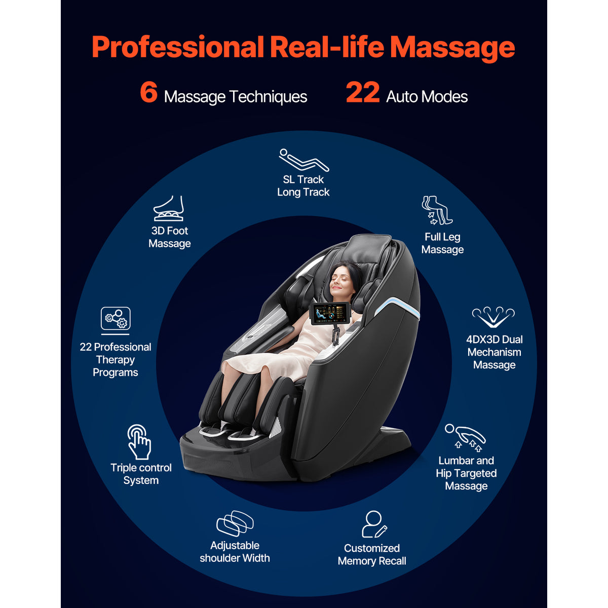 Full Body Massage Chair Zero Gravity 3D Shiatsu Recliner with Sl-Track