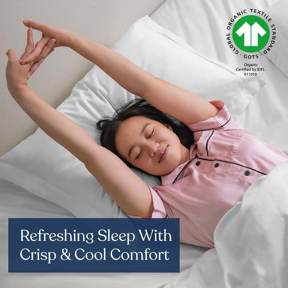 4-Piece Set Sage Green Solid 100% Organic Cotton Sheets Sets, King, Smooth & Breathable, Super Soft Sheet Sets