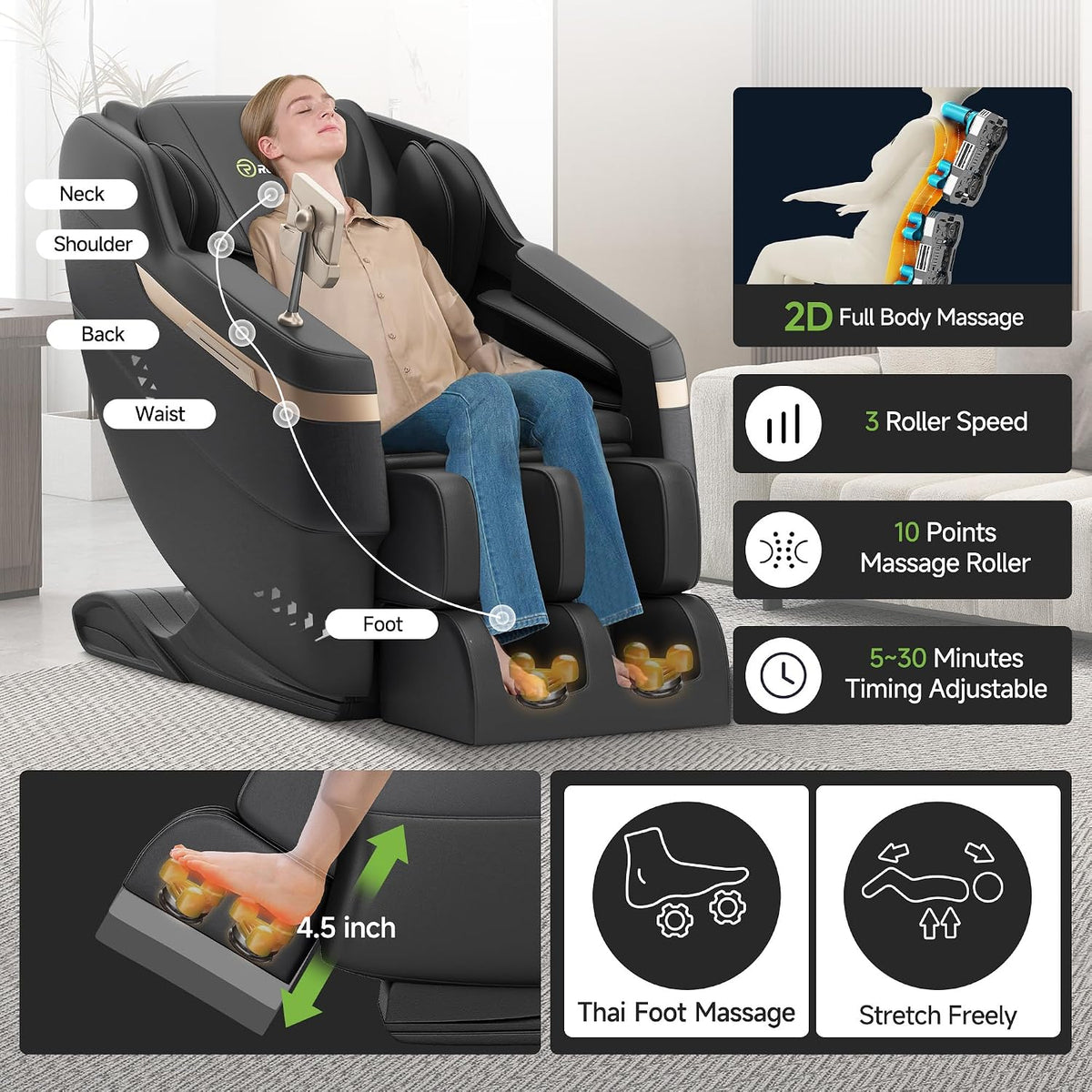 Full Body Shiatsu Massage Chair for Home Relaxation