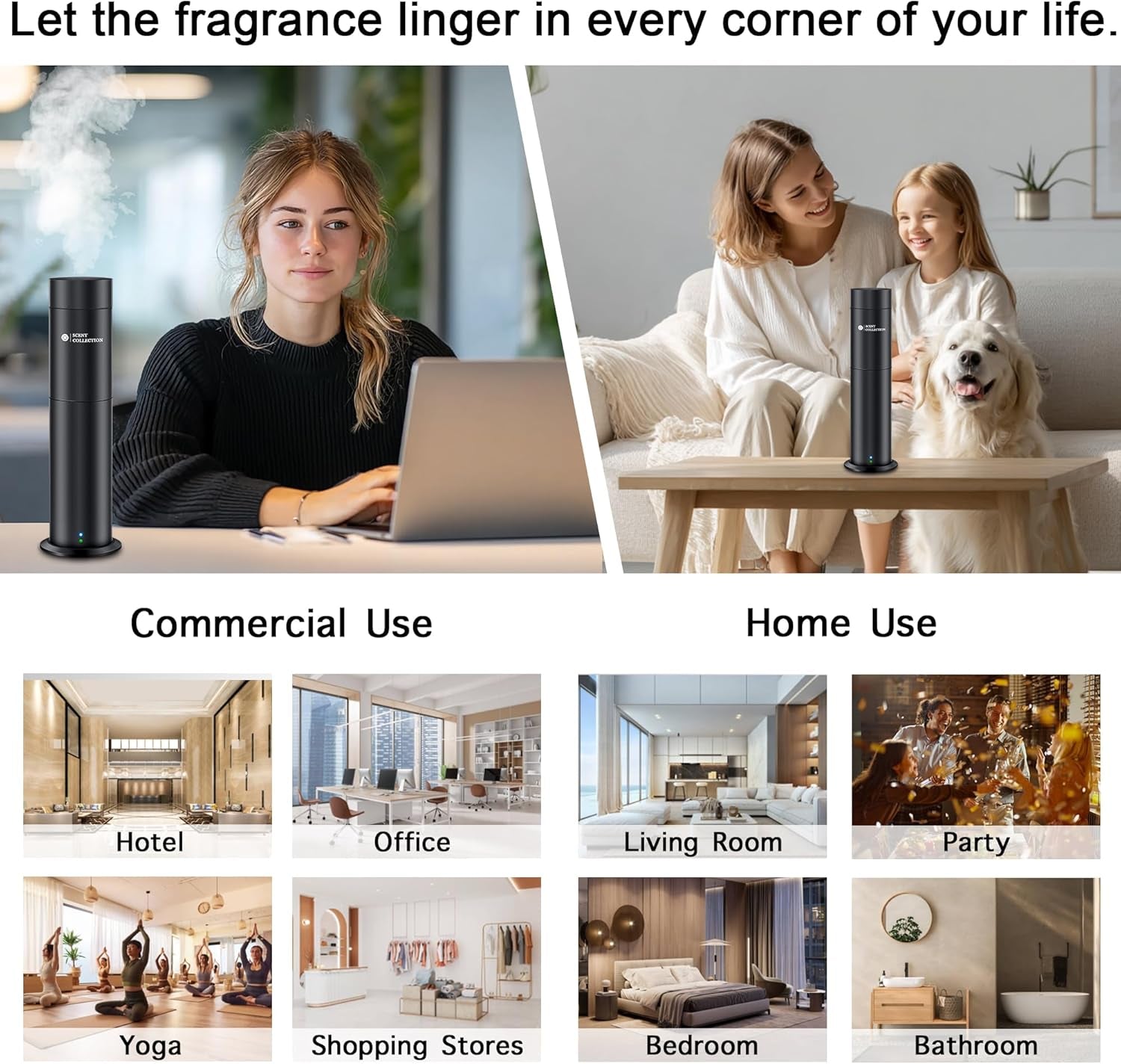 Hotel Waterless Scent Diffuser with 6 Fragrance Oils Covers up to 700 Sq Ft