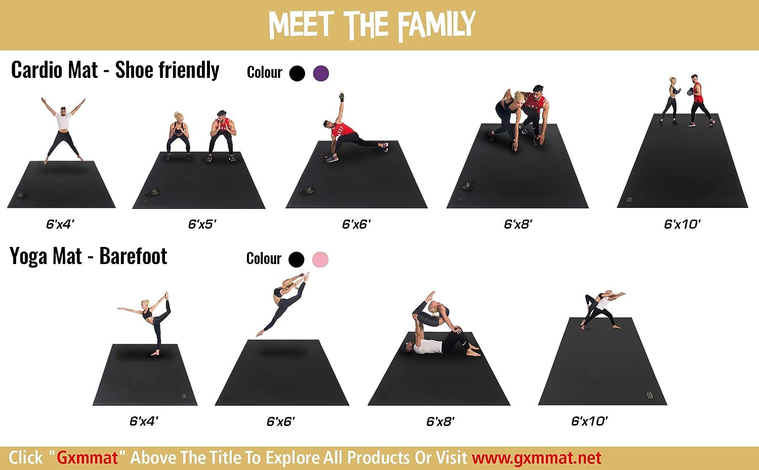Extra Large Exercise Mat 16'X6'/12'X6'/10'X6'/8'X6'(7Mm)