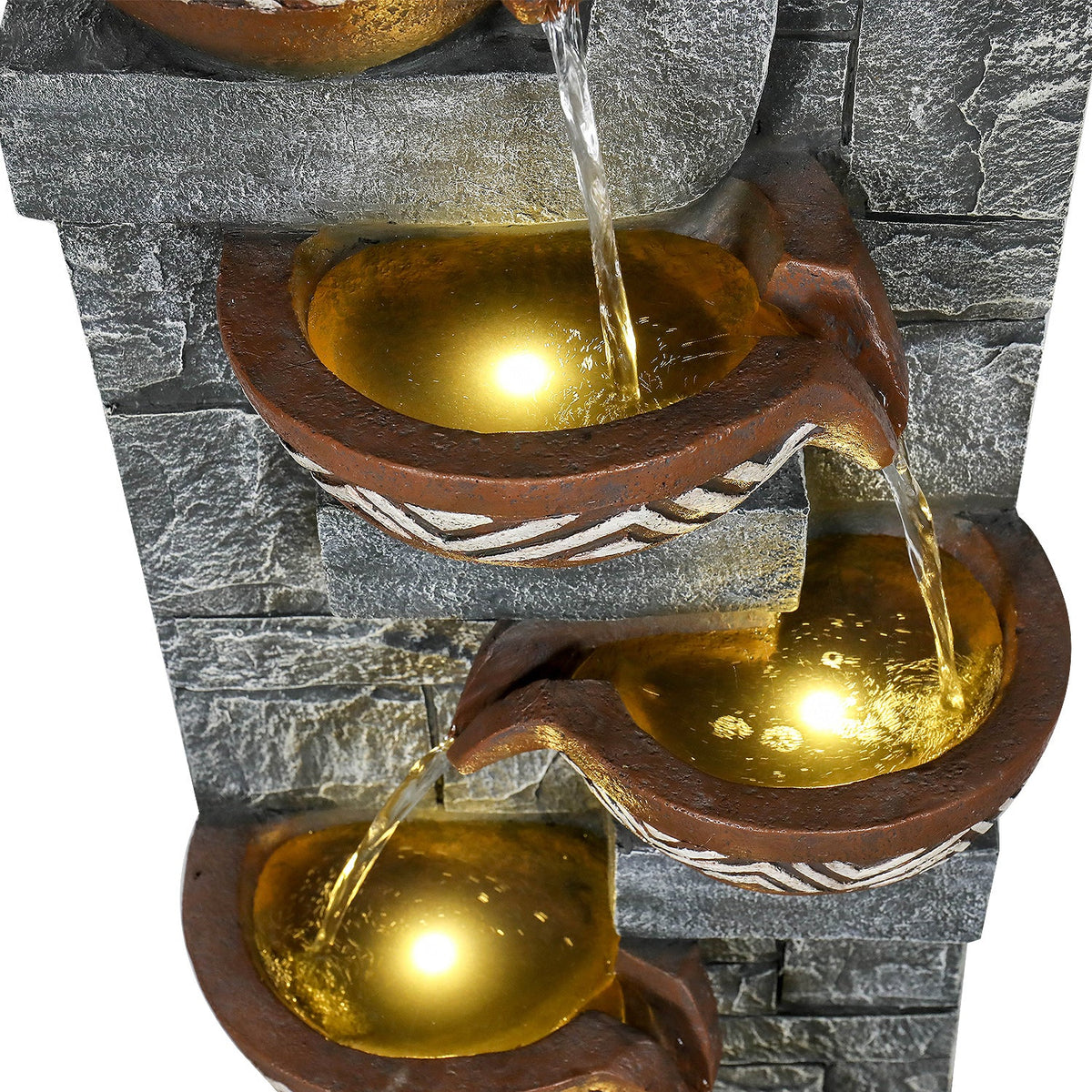 Resin Bohemian 6 Tier Tall Outdoor Water Fountain with LED