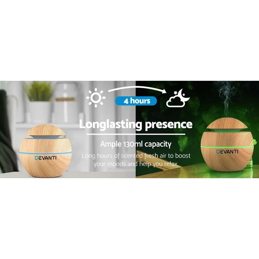 Devanti Aromatherapy Diffuser Aroma Essential Oils Air Humidifier LED