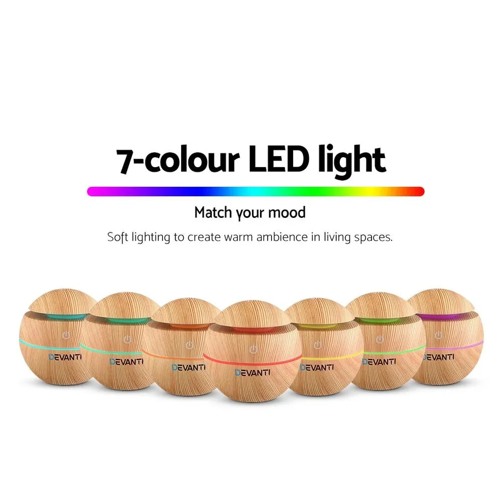 Devanti Aromatherapy Diffuser Aroma Essential Oils Air Humidifier LED