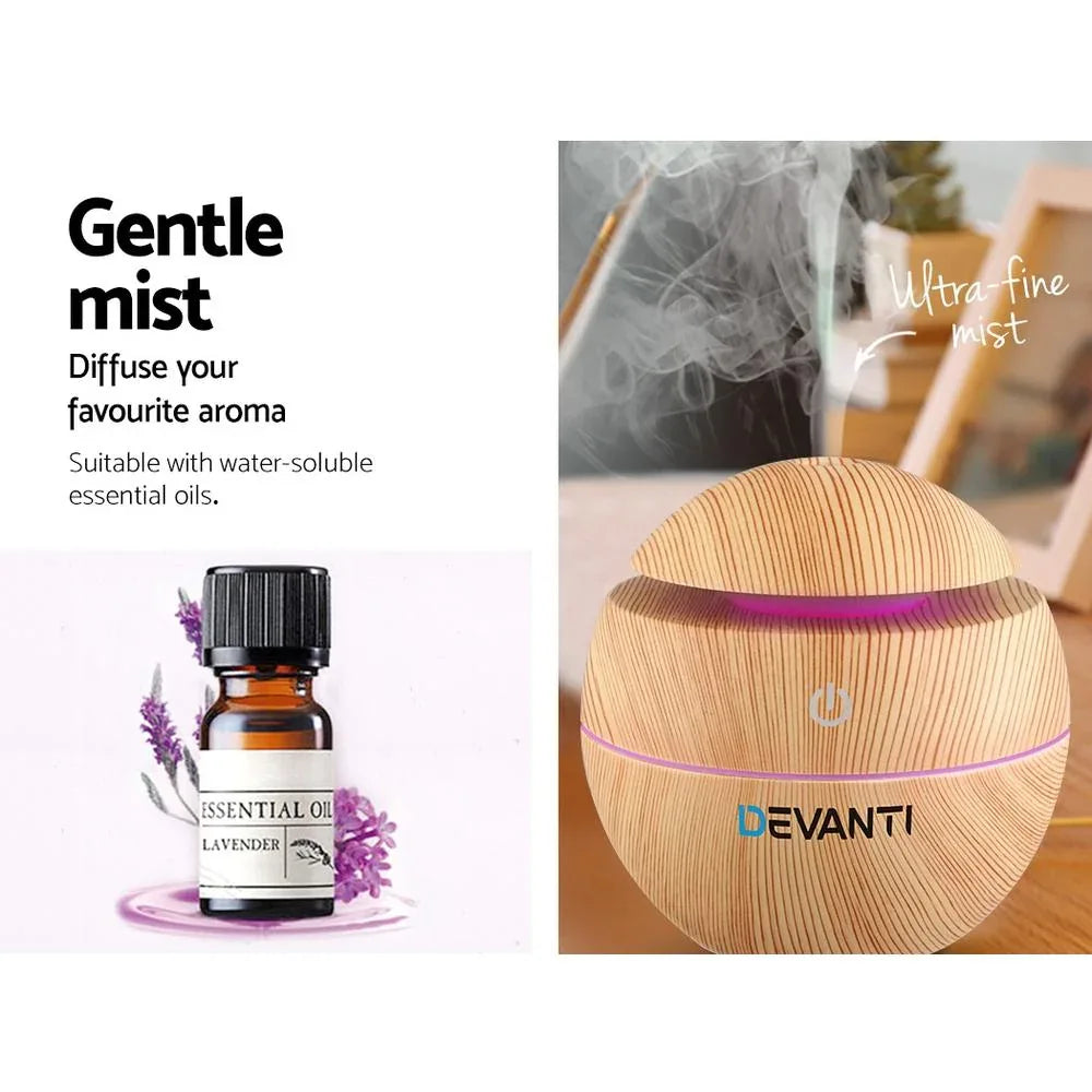 Devanti Aromatherapy Diffuser Aroma Essential Oils Air Humidifier LED