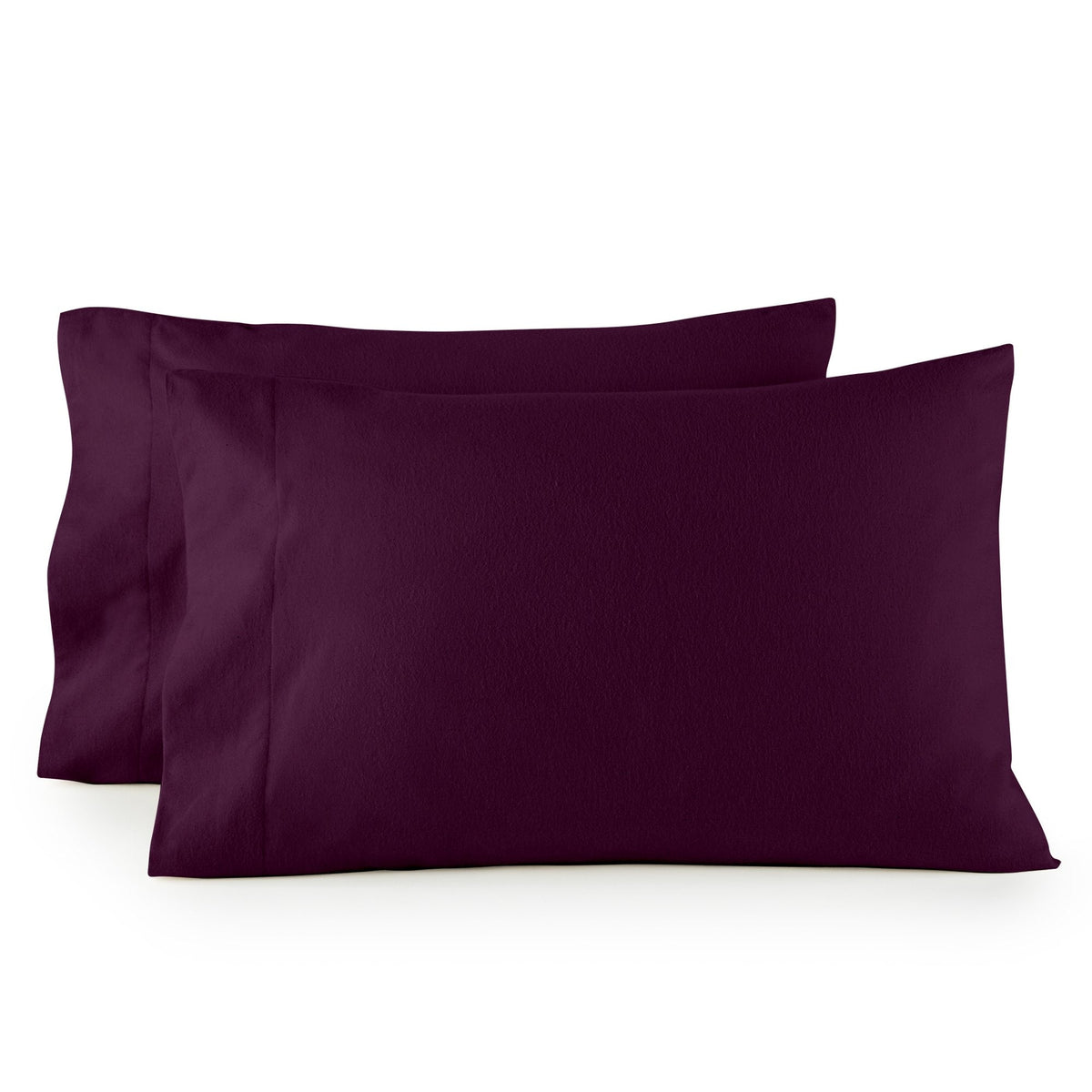 Burgundy red organic cotton flannel pillowcases with visible envelope closure