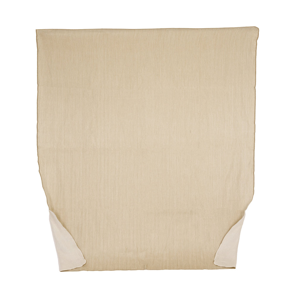Rectangular blanket showing vertical slubbed texture with off-white reverse side folded up