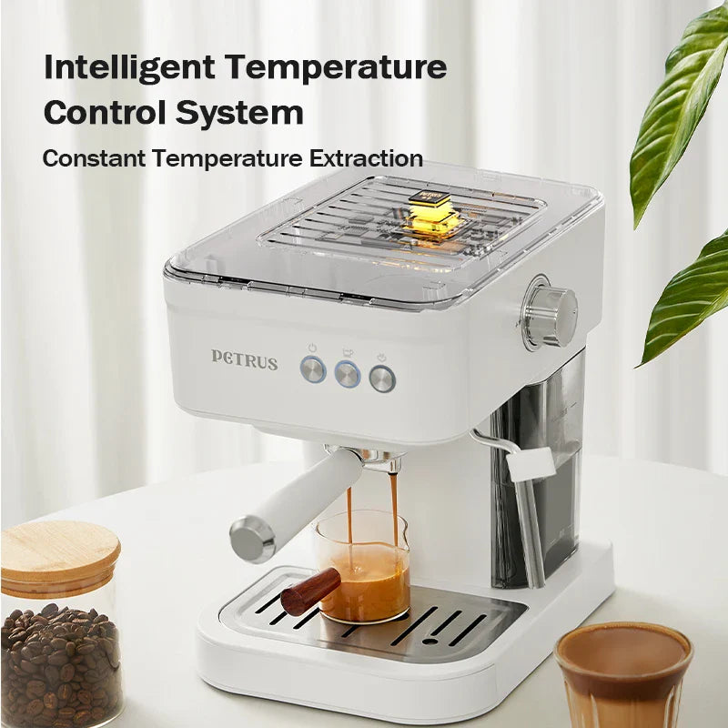 Petrus Espresso Coffee Maker Machine 51MM 20 Bar with Metal Panel, Powerful Steam Wand for Amerlcano Mocha Latte,PE2170 (220V)