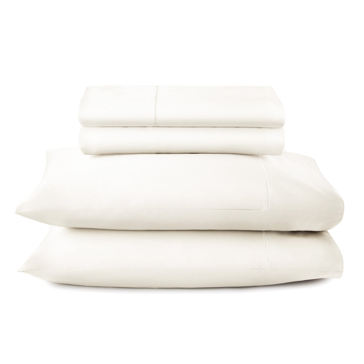 Cream ivory bedding set showing luxurious drape of 500 TC organic cotton fabric