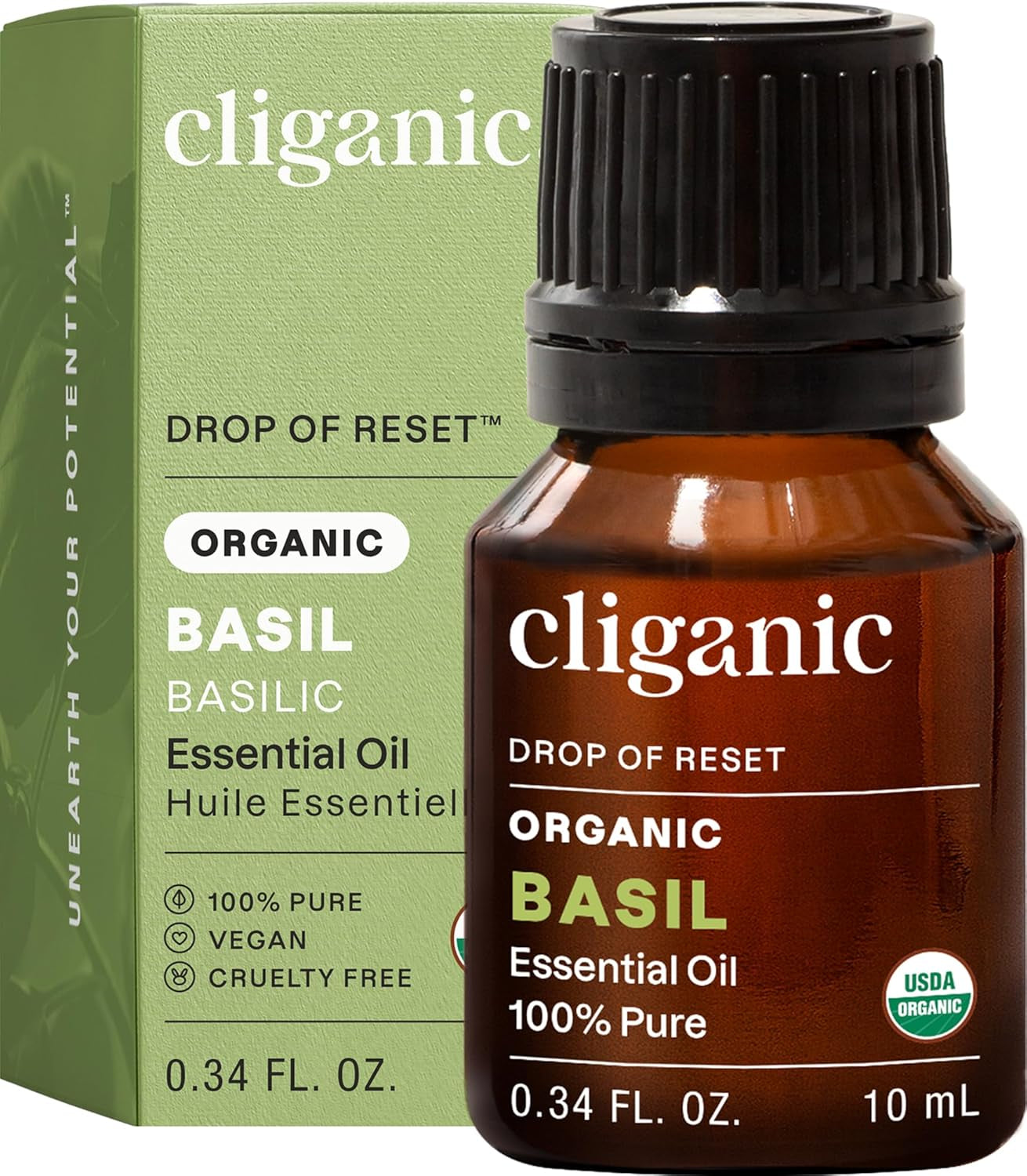 Organic Basil Essential Oil for Diffuser, 100% Pure 0.33 Fl Oz