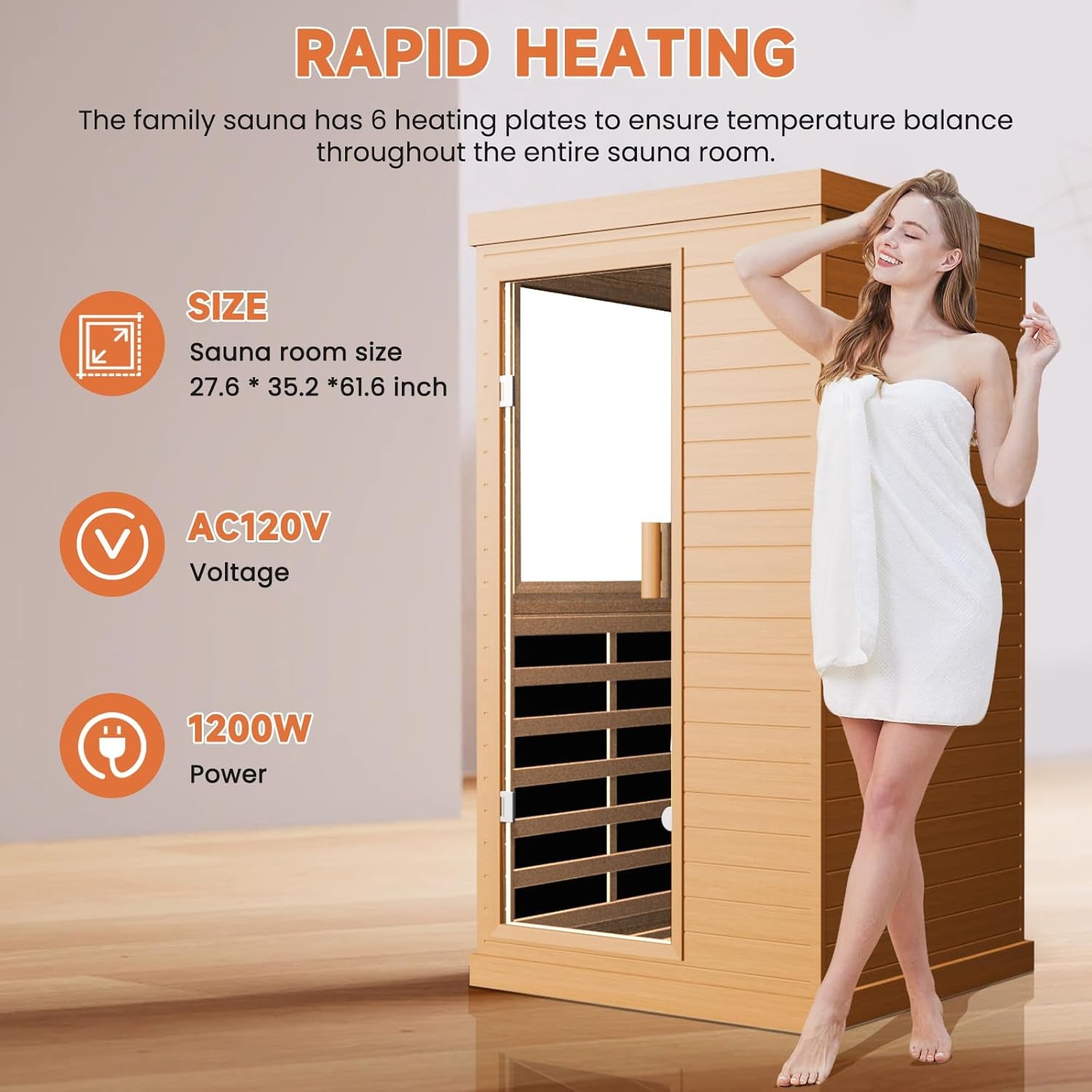 Far Infrared Sauna Home Sauna Spa Room Canadian Hemlock Wood 1200W