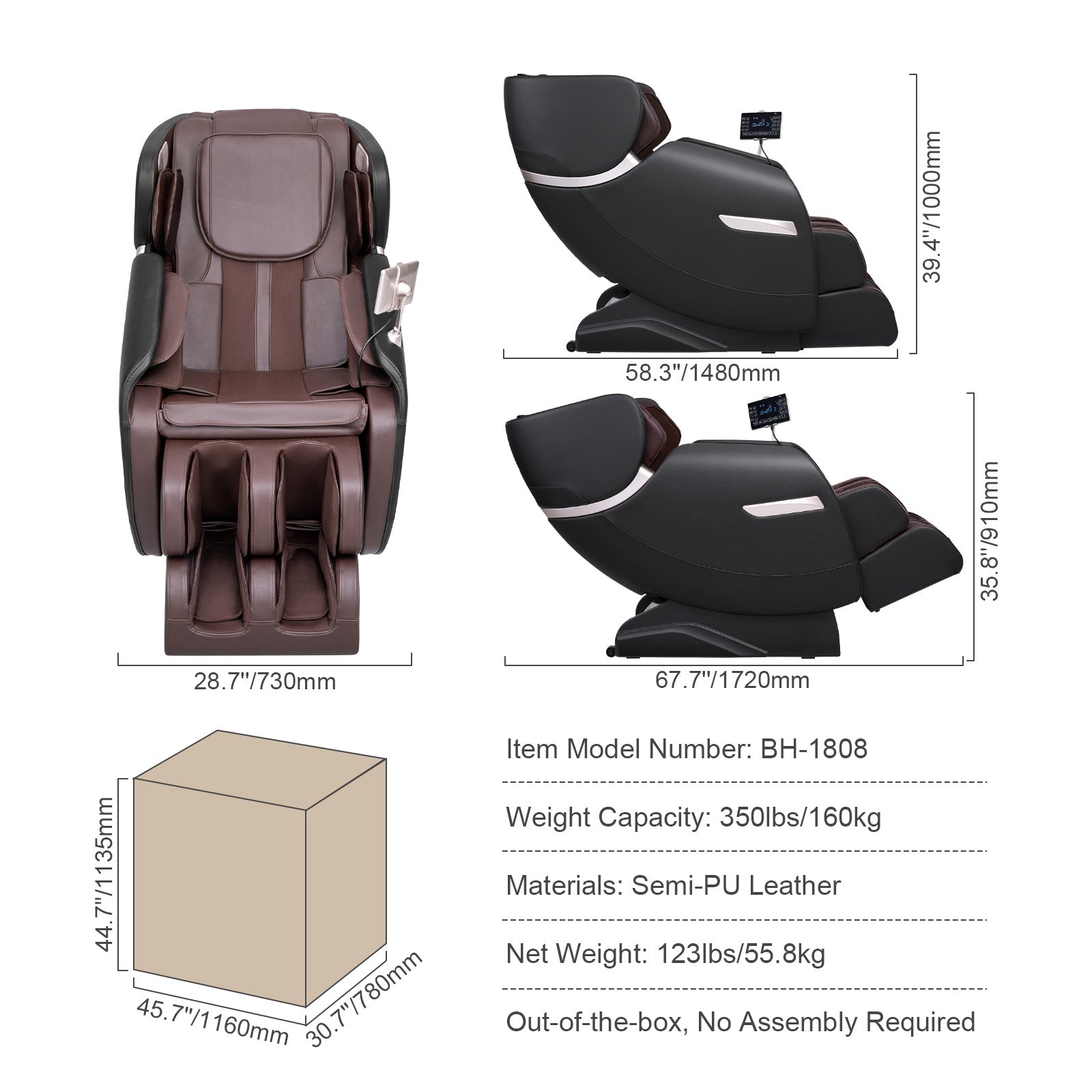 Full Body Massage Chair Zero Gravity 3D Shiatsu Recliner with Sl-Track