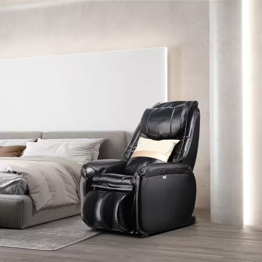 Black Full Body SL Track Zero Gravity Massage Chair with Pillow Reversible Footrest Heat