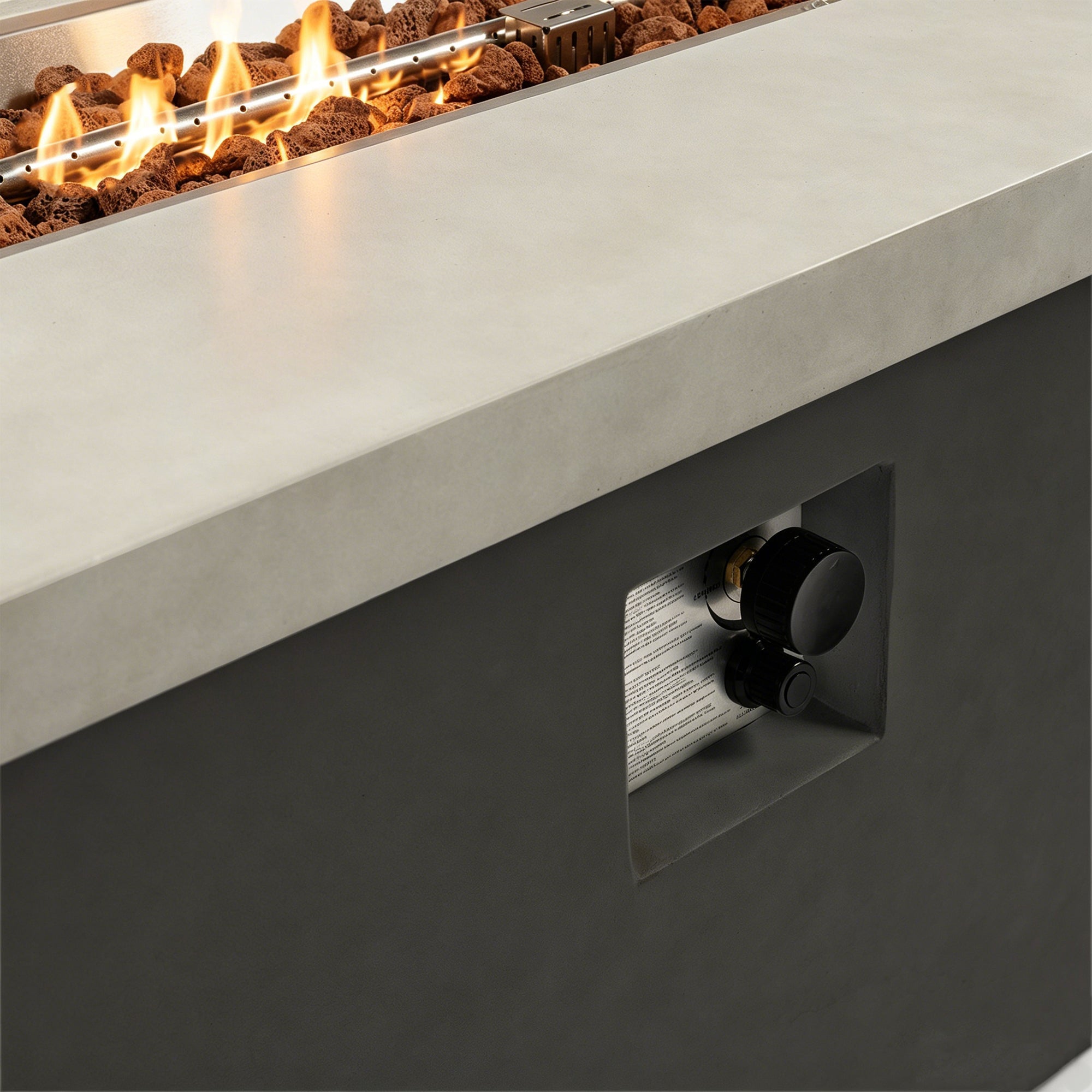Outdoor 60-Inch Rectangular Dark Grey Concrete Fire Pit Table
