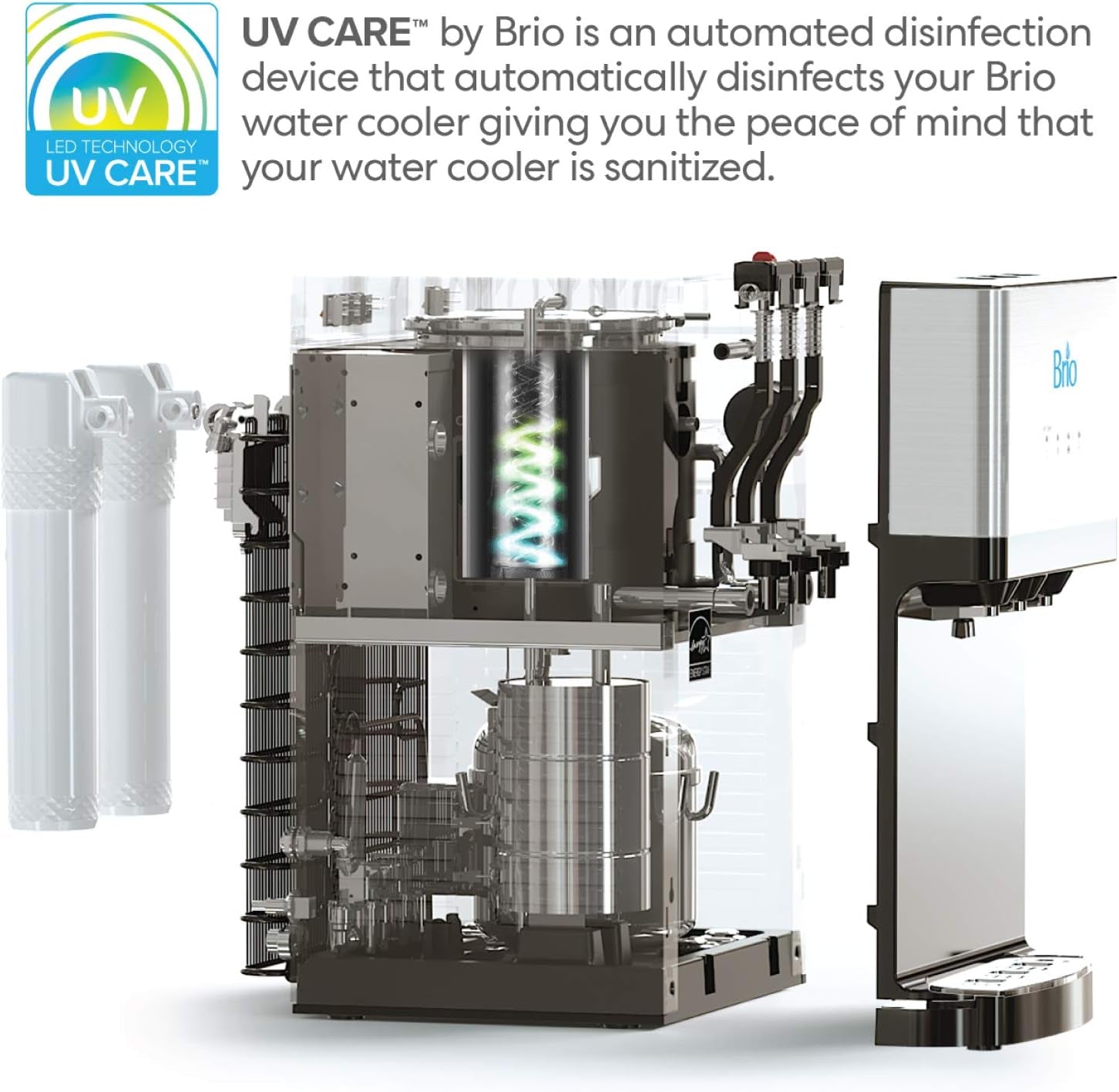 Countertop Self Cleaning Bottleless Water Cooler Dispenser with Filtration - Hot Cold and Room Temperature Water. Free Extra Replacement Filters Included - Ul/Energy Star Approved
