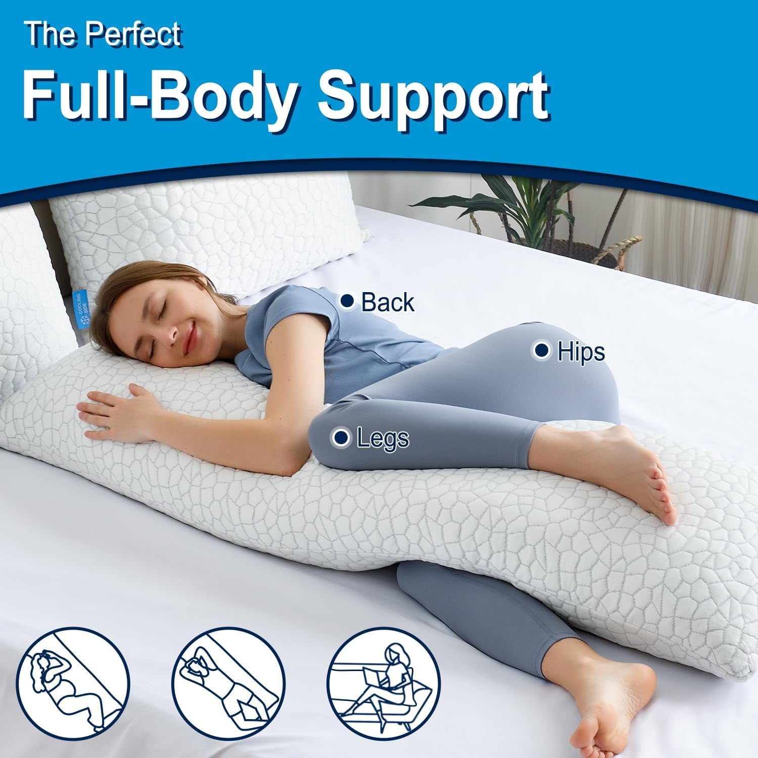 Enhanced Cooling Pillows Queen Size Set of 2 ,Luxury Body Pillows 1 Pack