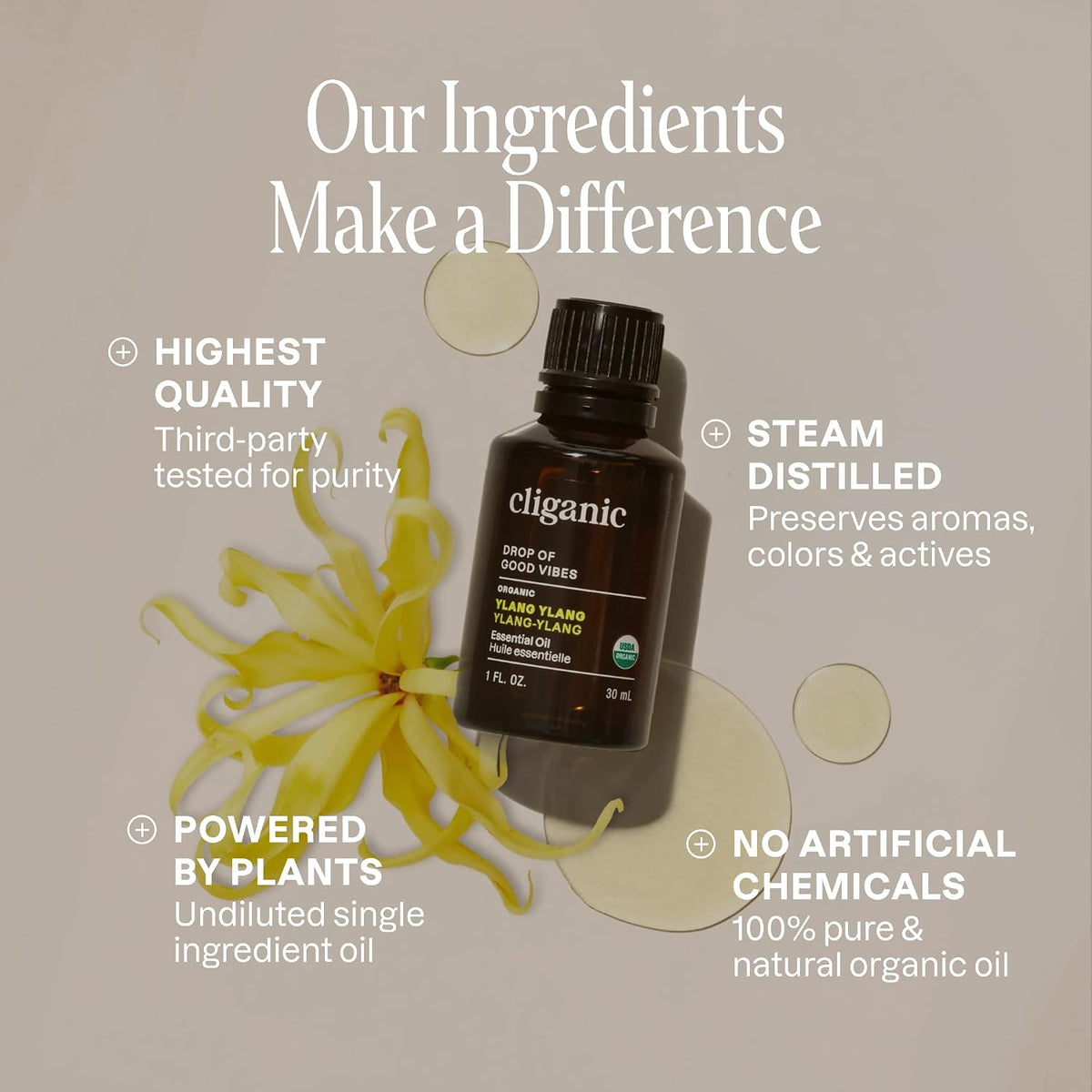 Organic Ylang Ylang Essential Oil for Diffuser, 100% Pure 0.33Oz