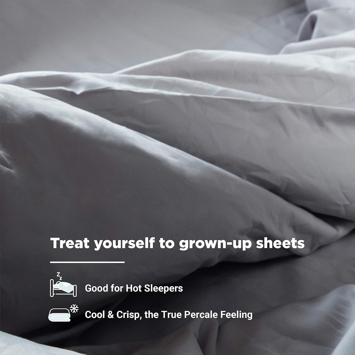 100% Organic Cotton Percale Weave Full Size Sheet Set, 300 TC, GOTS Certified, Cool & Crisp, Breathable, Fits Mattresses up to 17" Deep, Durable Luxury – Light Gray