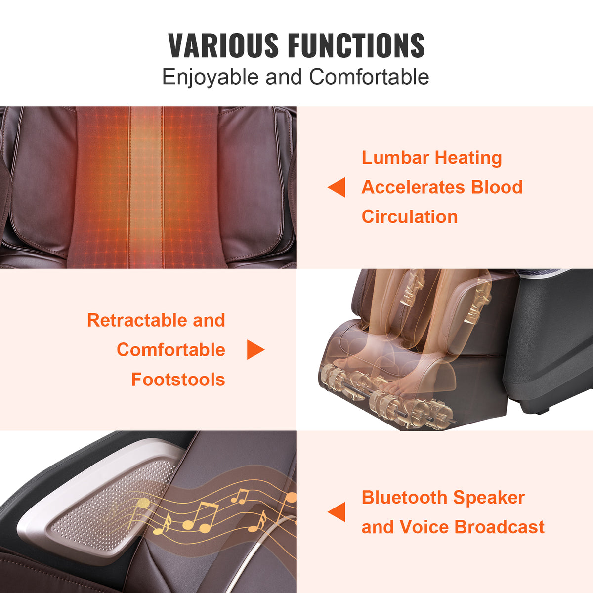 Full Body Massage Chair Zero Gravity 3D Shiatsu Recliner with Sl-Track