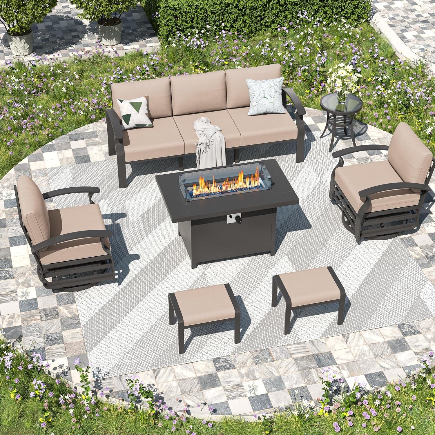 Aluminum Outdoor Patio Furniture Set with 5.1'' Thick Cushions
