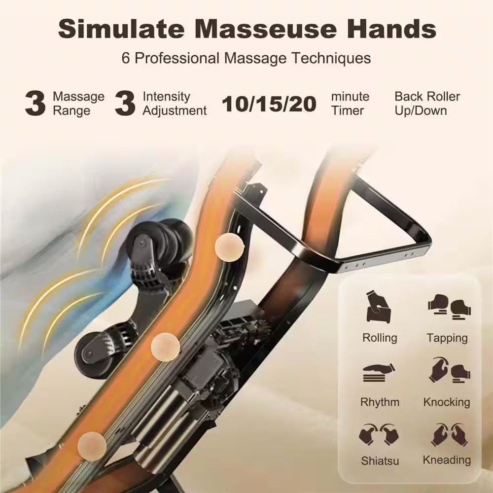 Black Full Body SL Track Zero Gravity Massage Chair with Pillow Reversible Footrest Heat