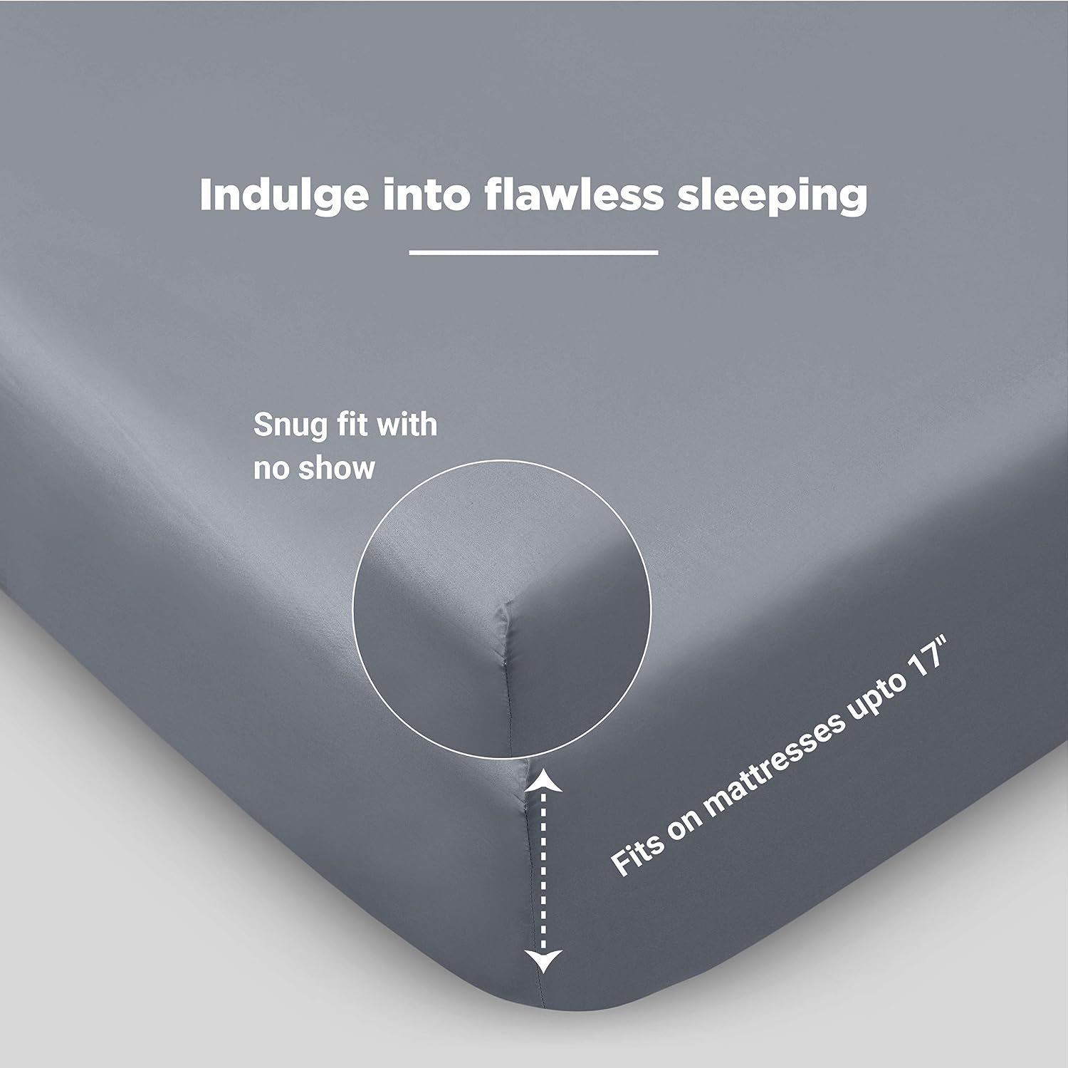 100% Organic Cotton Percale Weave Full Size Sheet Set, 300 TC, GOTS Certified, Cool & Crisp, Breathable, Fits Mattresses up to 17" Deep, Durable Luxury – Light Gray