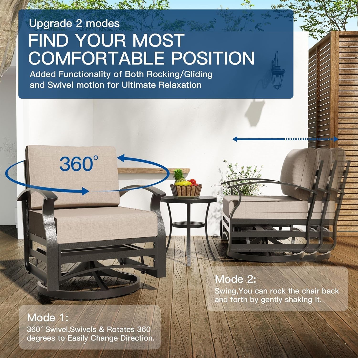 Aluminum Outdoor Patio Furniture Set with 5.1'' Thick Cushions