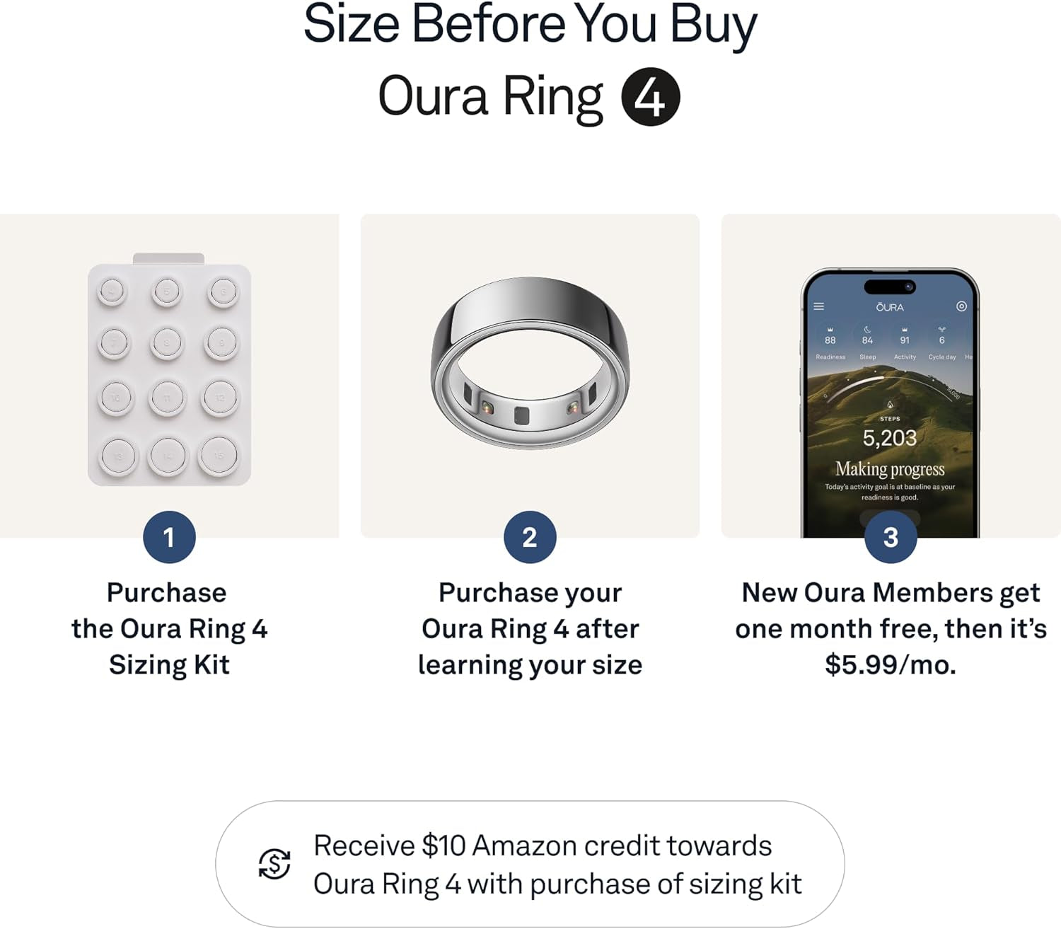 OURA Ring 4 Smart Ring - Silver - Size 7