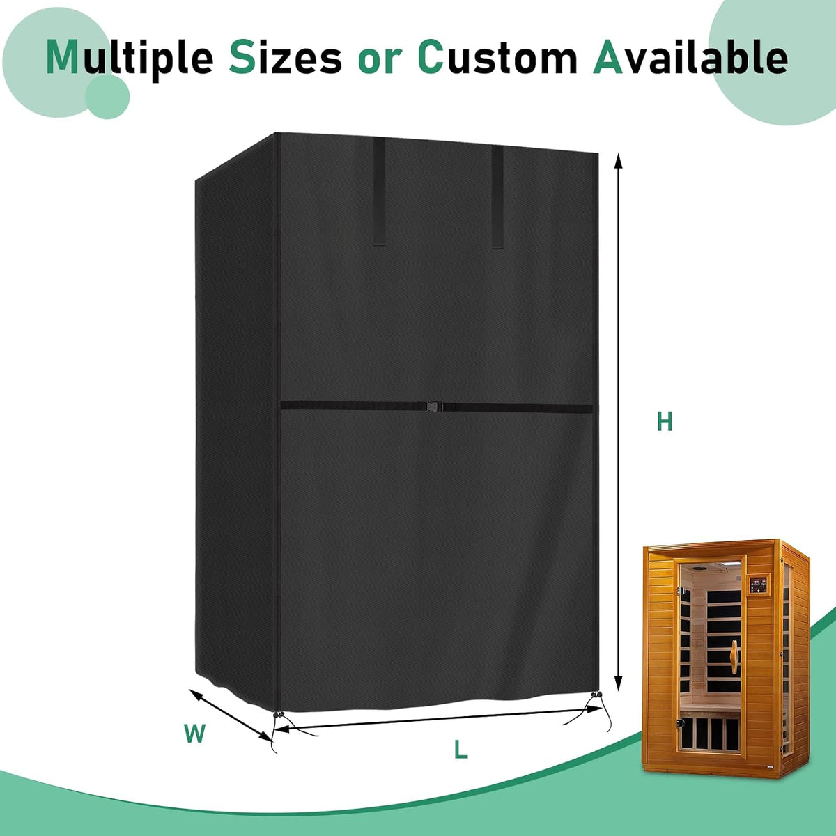 420D Outdoor 1 to 2-Person Sauna Cover,39.8"Lx37.4"Wx72.8"H,Black