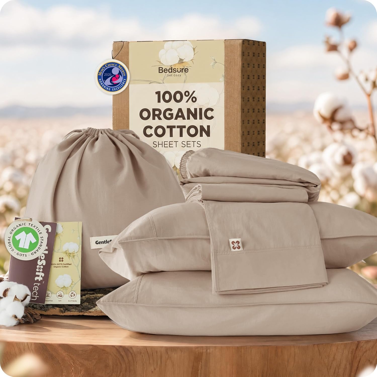 Purewoven 100% GOTS Certified Organic Cotton Sheets, Full Size 4PCS