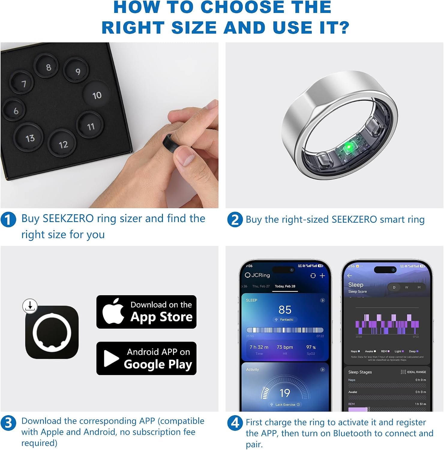 Smart Ring for Women Men, Minimalist Fitness Ring&Health Ring with Heart Rate