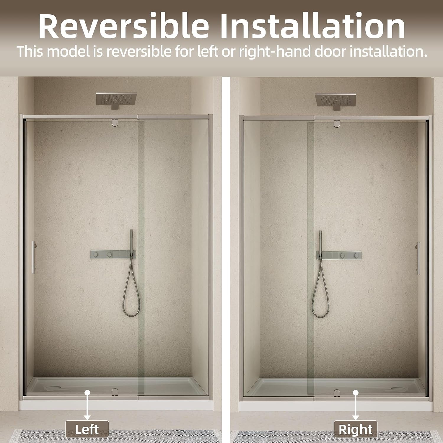 56-60" W X 71" H Pivot Swing Glass Shower Door,Chrome