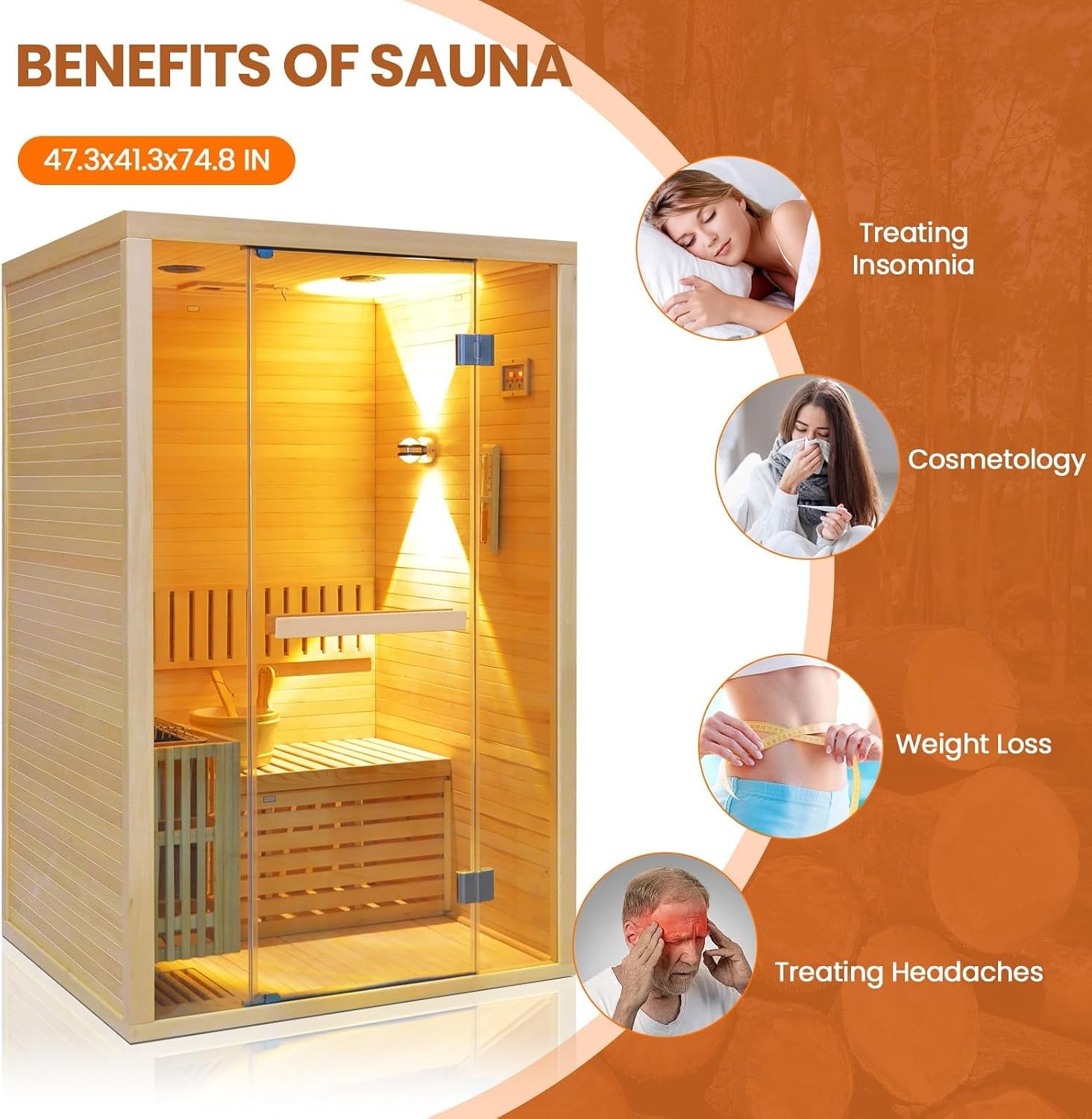 Steam Sauna 2-3 Person Traditional Sauna with 3KW/240V Stove Heater