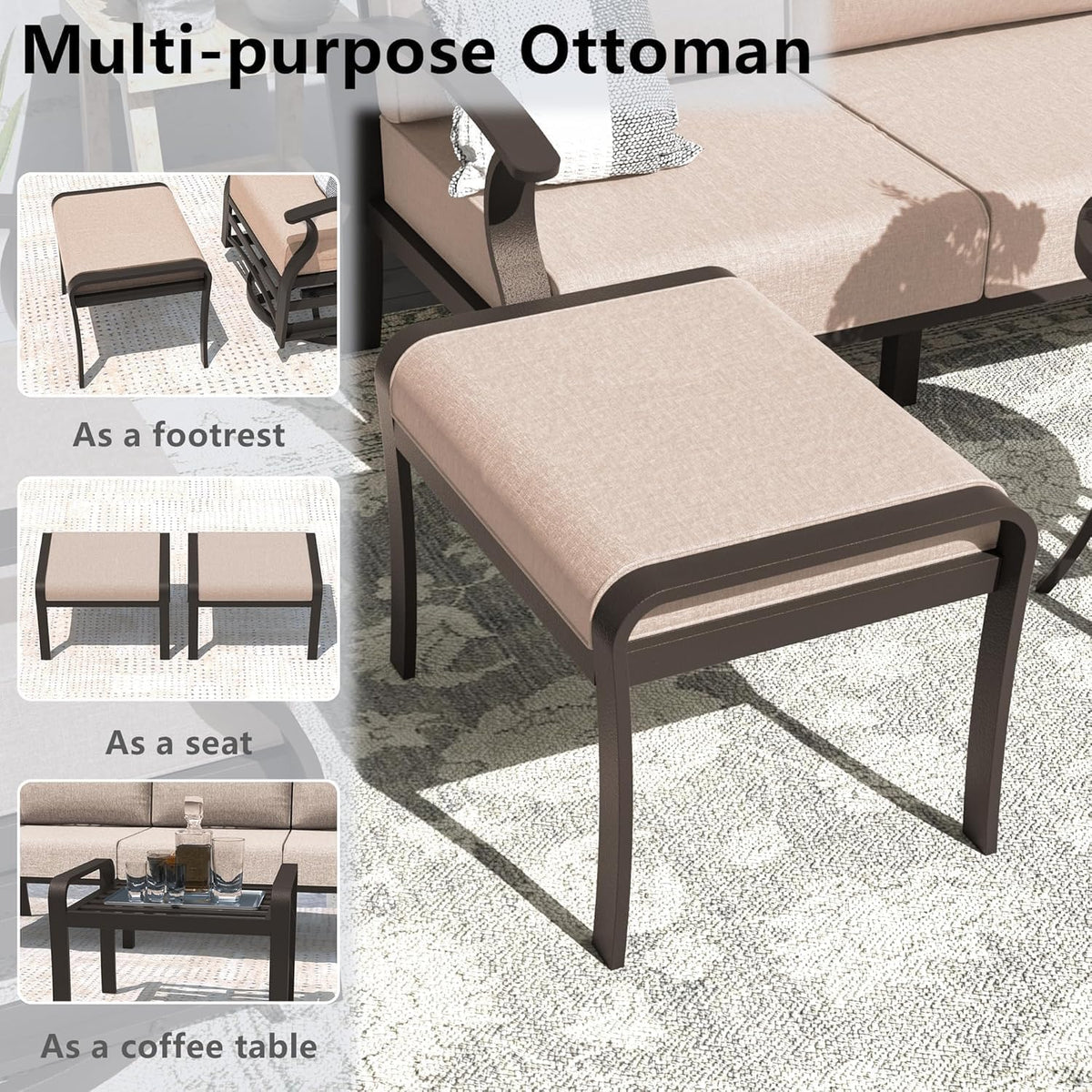 Aluminum Outdoor Patio Furniture Set with 5.1'' Thick Cushions