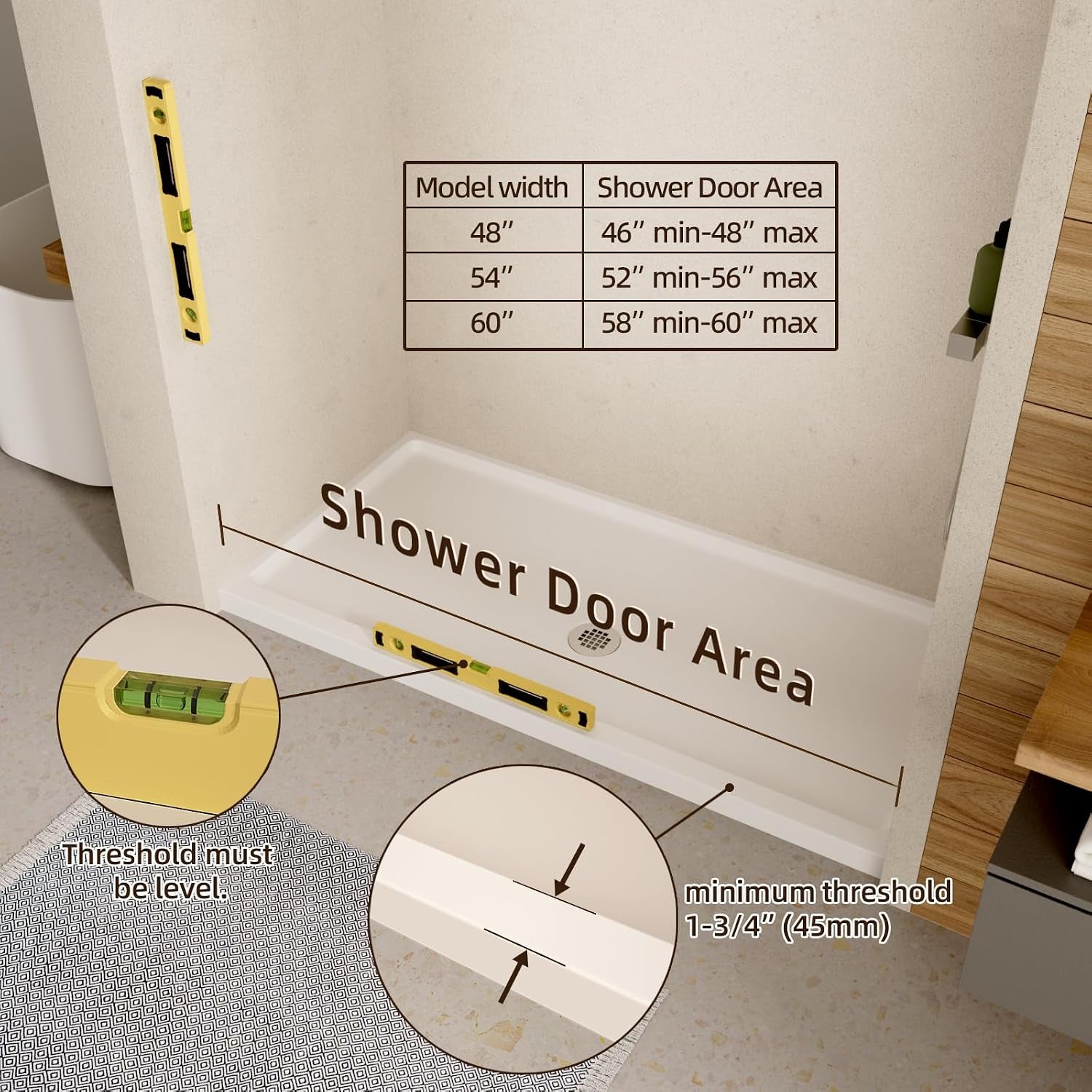 Double Sliding Shower Door,44-48" W X 70" H,Matte Black
