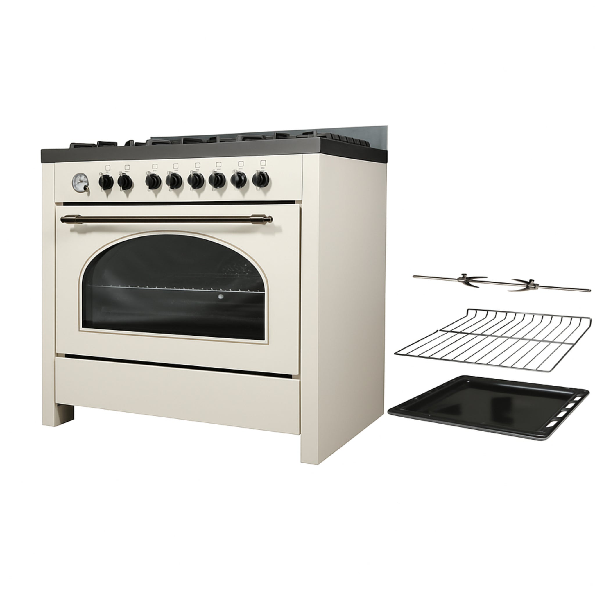 Cressida Atelier Ivory 90cm Pro Gas Range with Heritage Arch Window