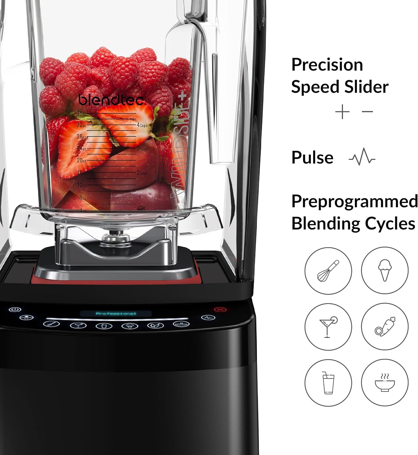 Professional 800 Blender (Black), Wildside+ Jar & GO Travel Bottle
