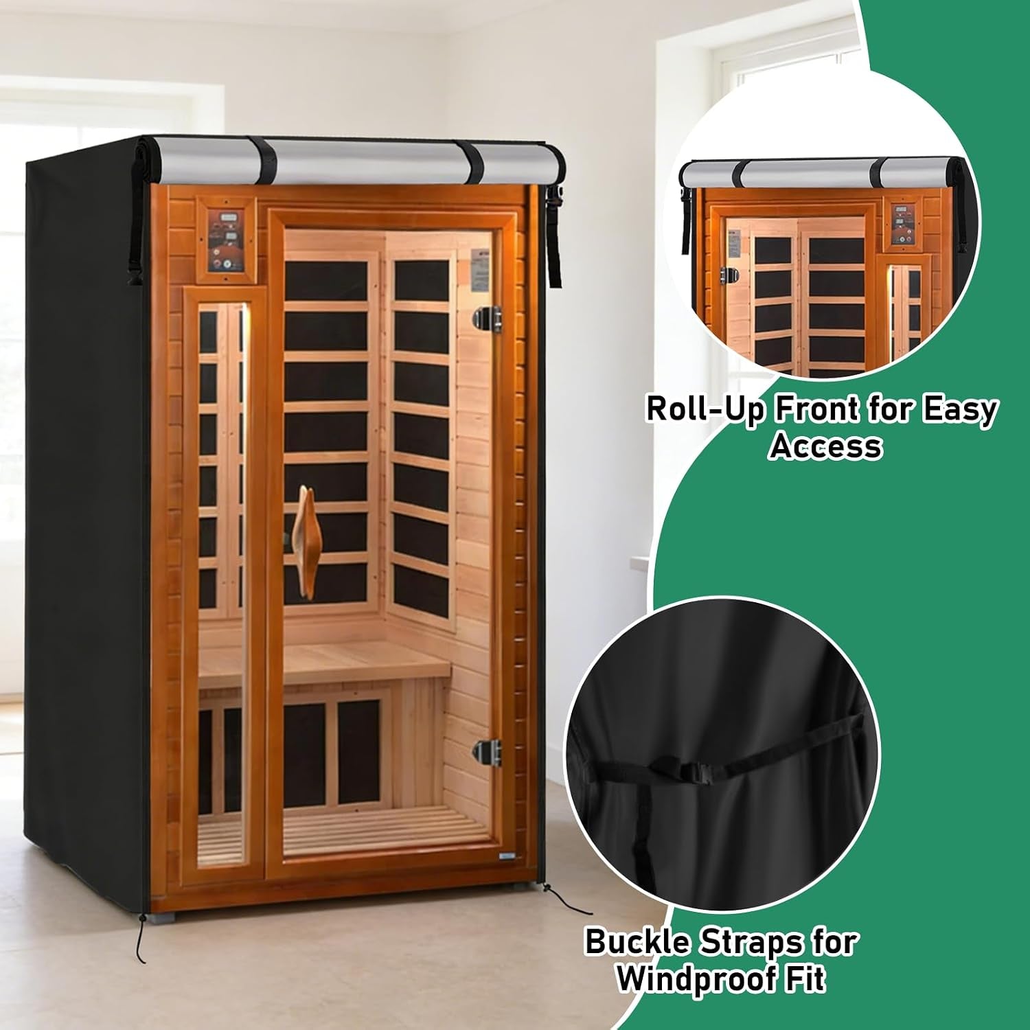 420D Outdoor 1 to 2-Person Sauna Cover,39.8"Lx37.4"Wx72.8"H,Black