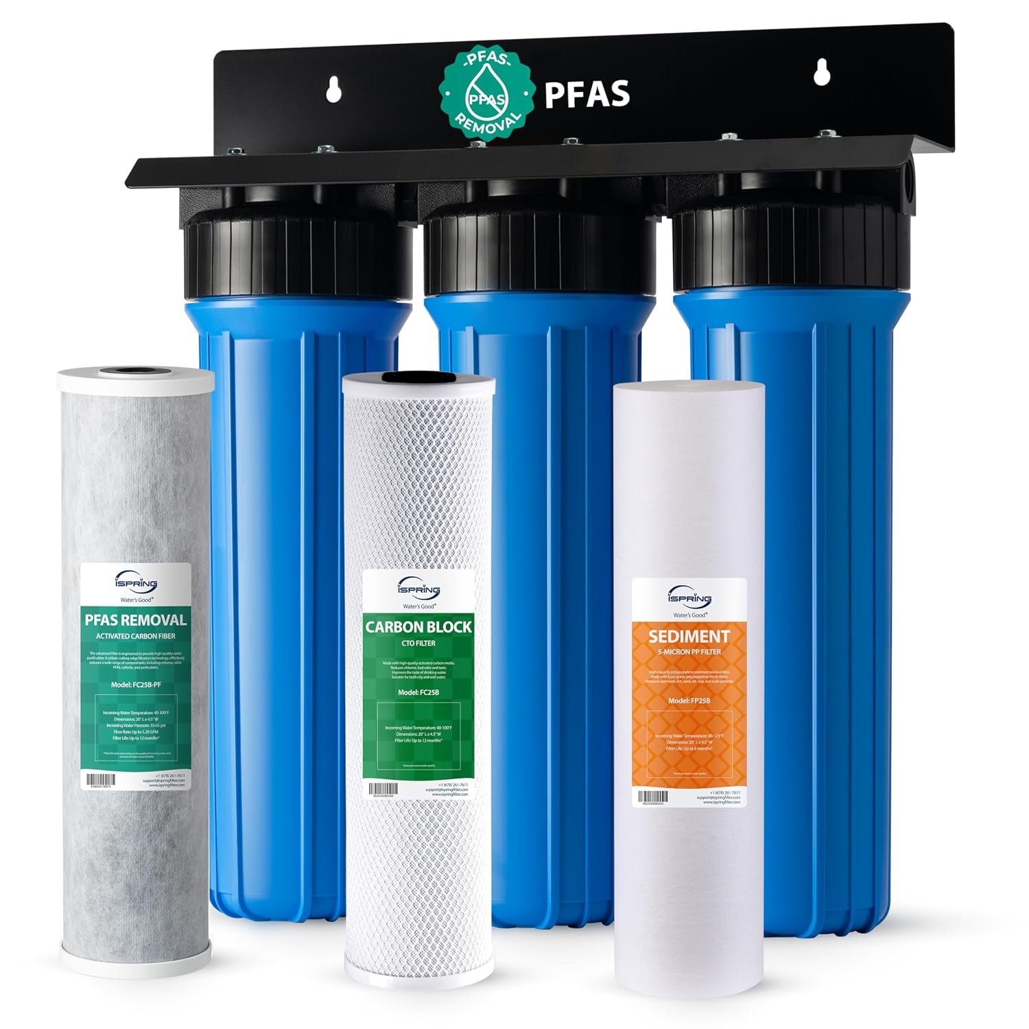 WGB32B-PF PFAS Whole House Water Filter System, 1" Inlet/Outlet